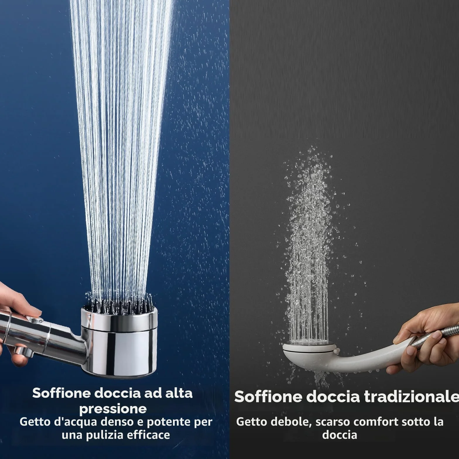 LENDOO Soffione Doccia Alta Pressione con Tubo 1.5M 4 Modalità Spruzzo Anticalcare Filtro Sostituibile Argento