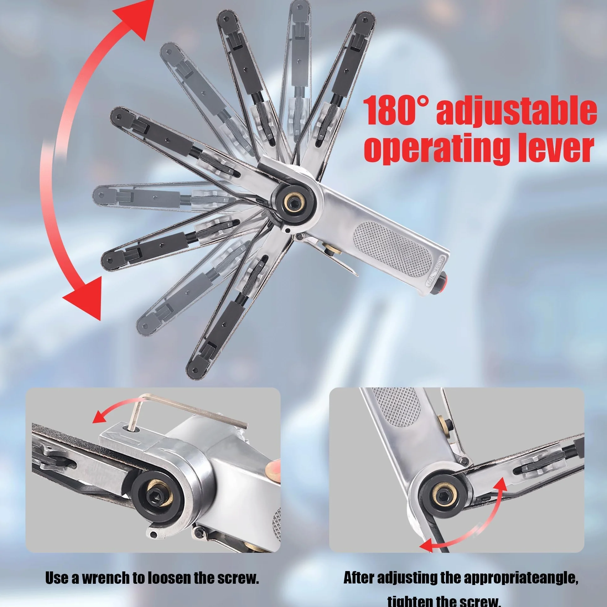 Mini Smerigliatrice Pneumatica con Impugnatura Girevole 360° - Levigatrice per Legno a Nastro Ferro ad Aria Compressa