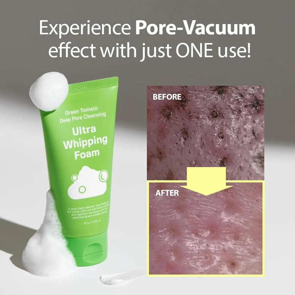 SUNGBOON EDITOR Green Tomato Deep Pore Cleansing Whipping Foam 120,2 g | Detergente viso schiumogeno coreano per pelli grasse, rimozione punti neri e minimizzatore dei pori | Cura della pelle
