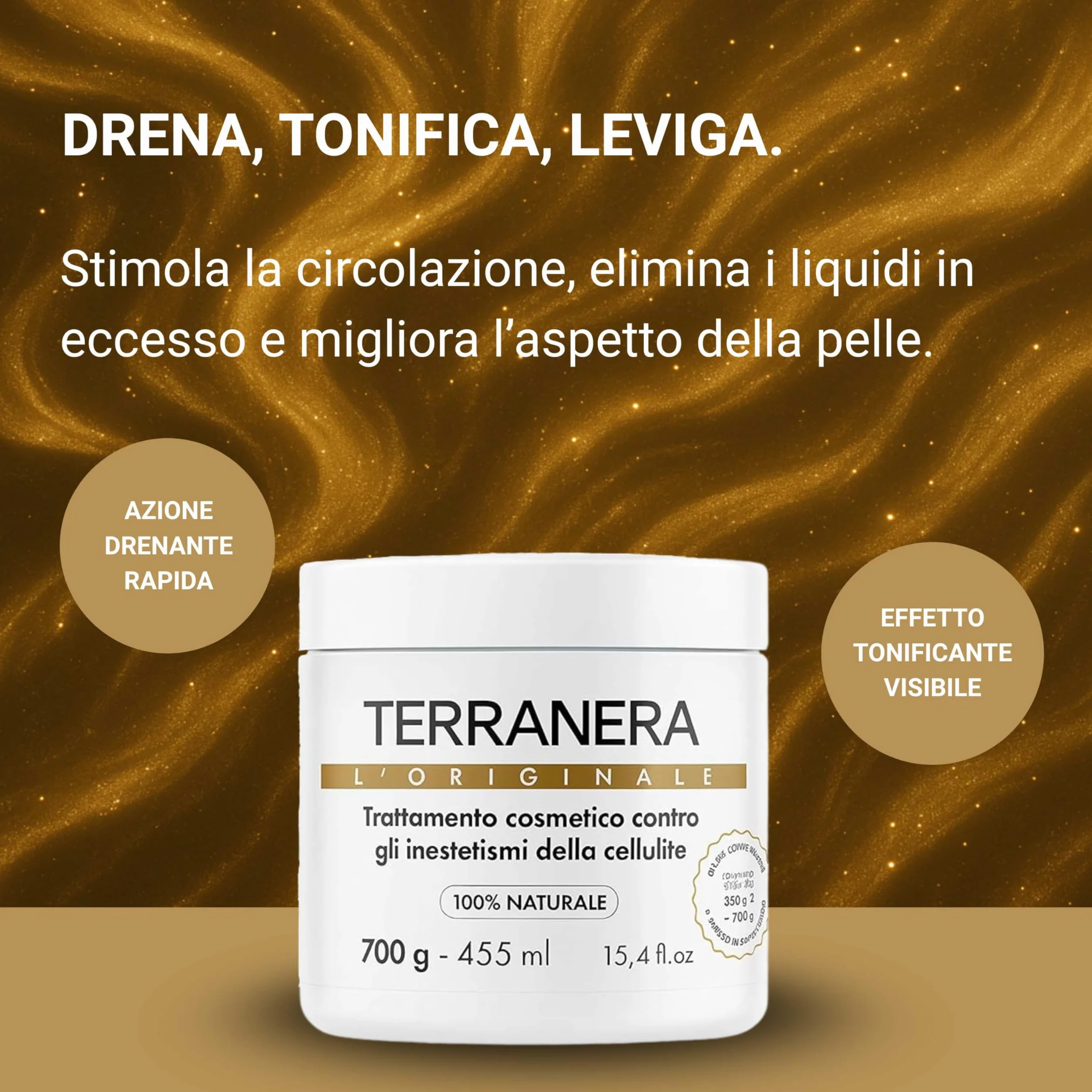 Terranera Fango Anticellulite 1kg (2x700g) – Trattamento Drenante Corpo – Riduce Inestetismi Cellulite e Rassoda la Pelle