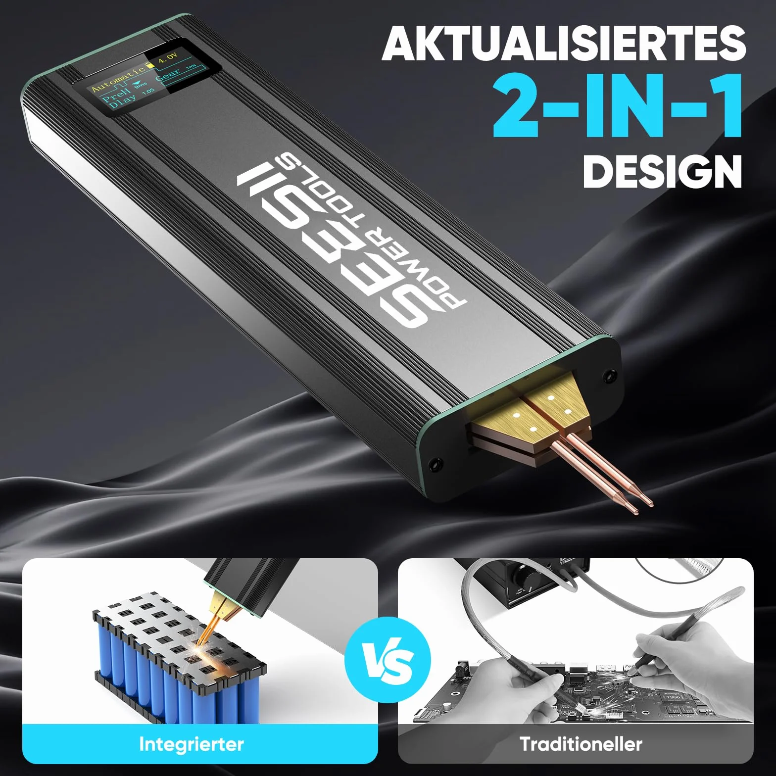 SEESII Saldatrice a Punti Portatile con Batteria Ricaricabile, Spot Welder per Lamiere Nichelate 0,2mm