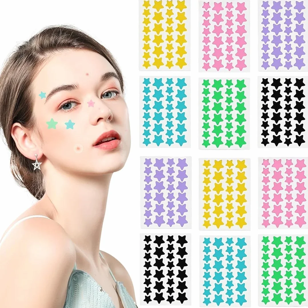 JEYORZY 336 Pezzi pimple patch star, patch brufoli stelline Invisibile Naturale Hydrocolloid, cerotti per brufoli con olio dell'albero tè Acido Salicilico, acne patch Assorbenti Giorno e Notte