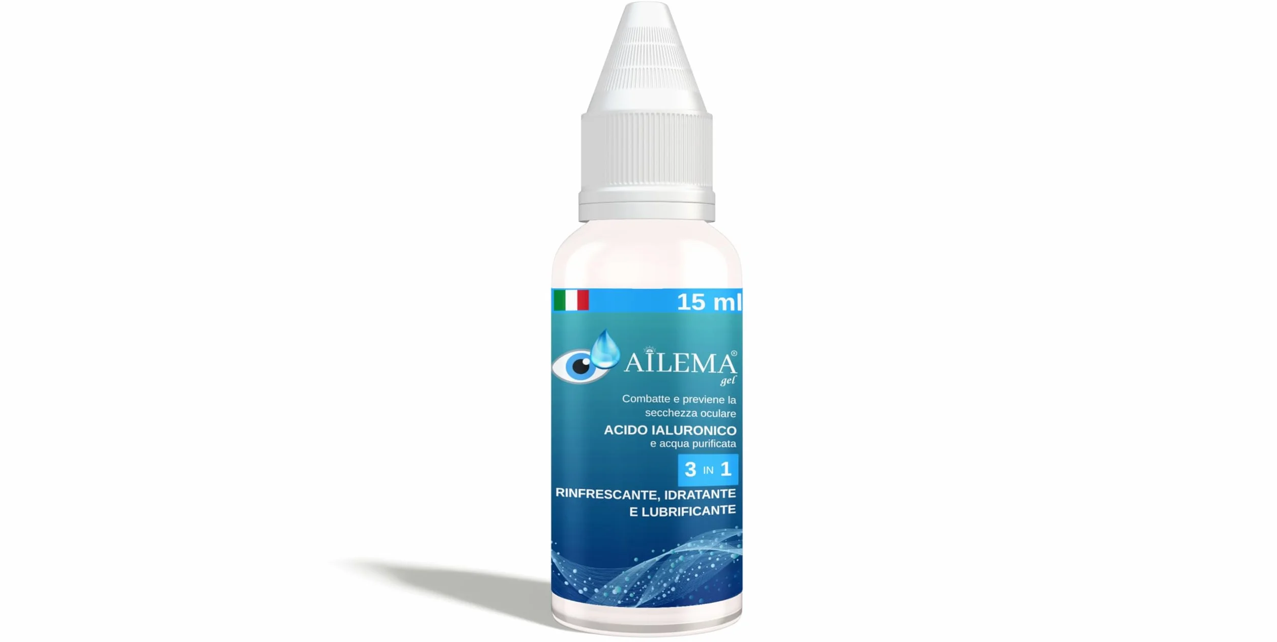 Collirio Umettante con Acido Ialuronico Maxi Formato 15 ml | 3 in 1: Lubrificante, Rinfrescante e Drenante | Sollievo Immediato per Occhi Secchi e Irritati | Uso Quotidiano |Effetto Immediato