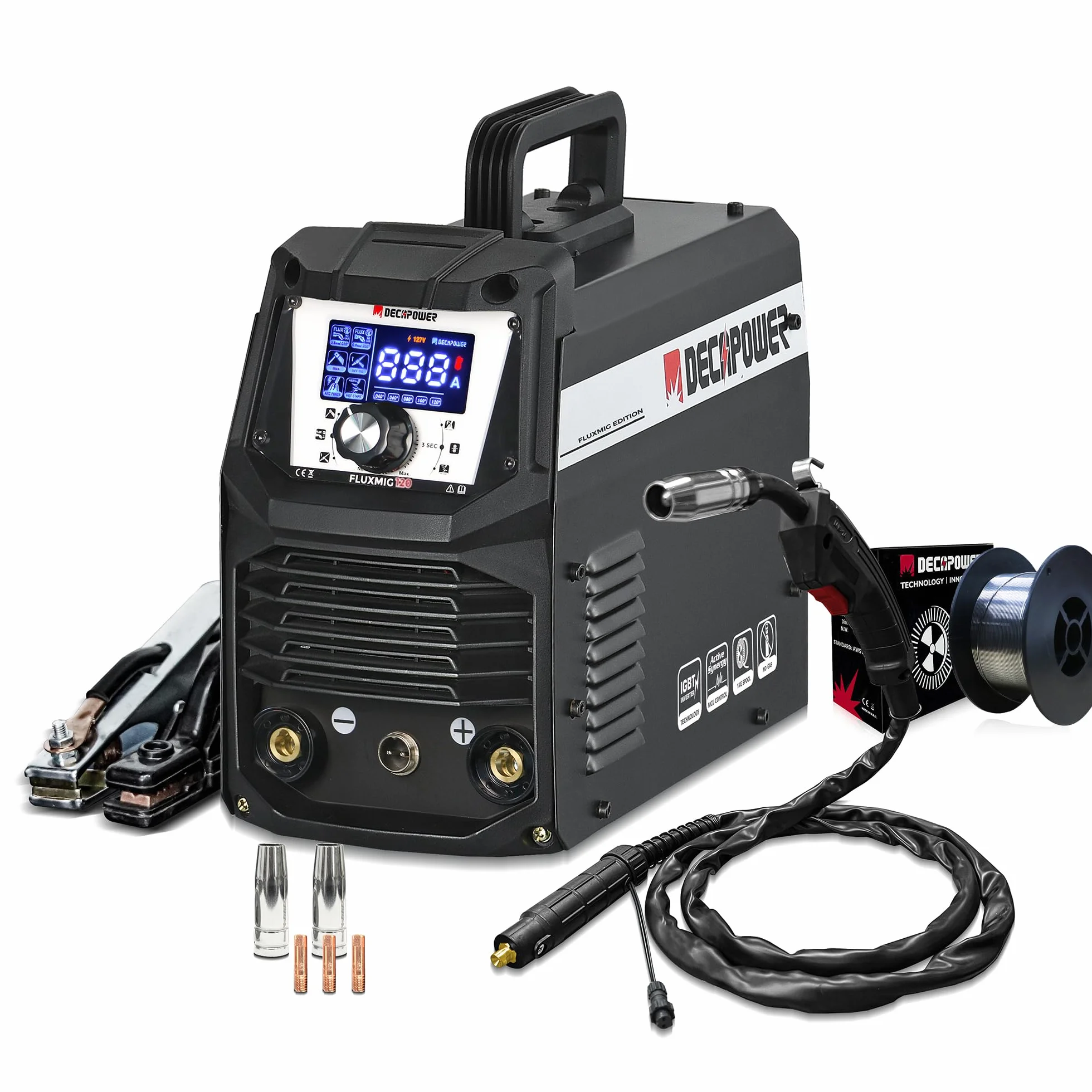 Decapower 220V Saldatrice 120A Arco Lift TIG FLUX MIG 3 in 1 senza gas FLUXMIG-120