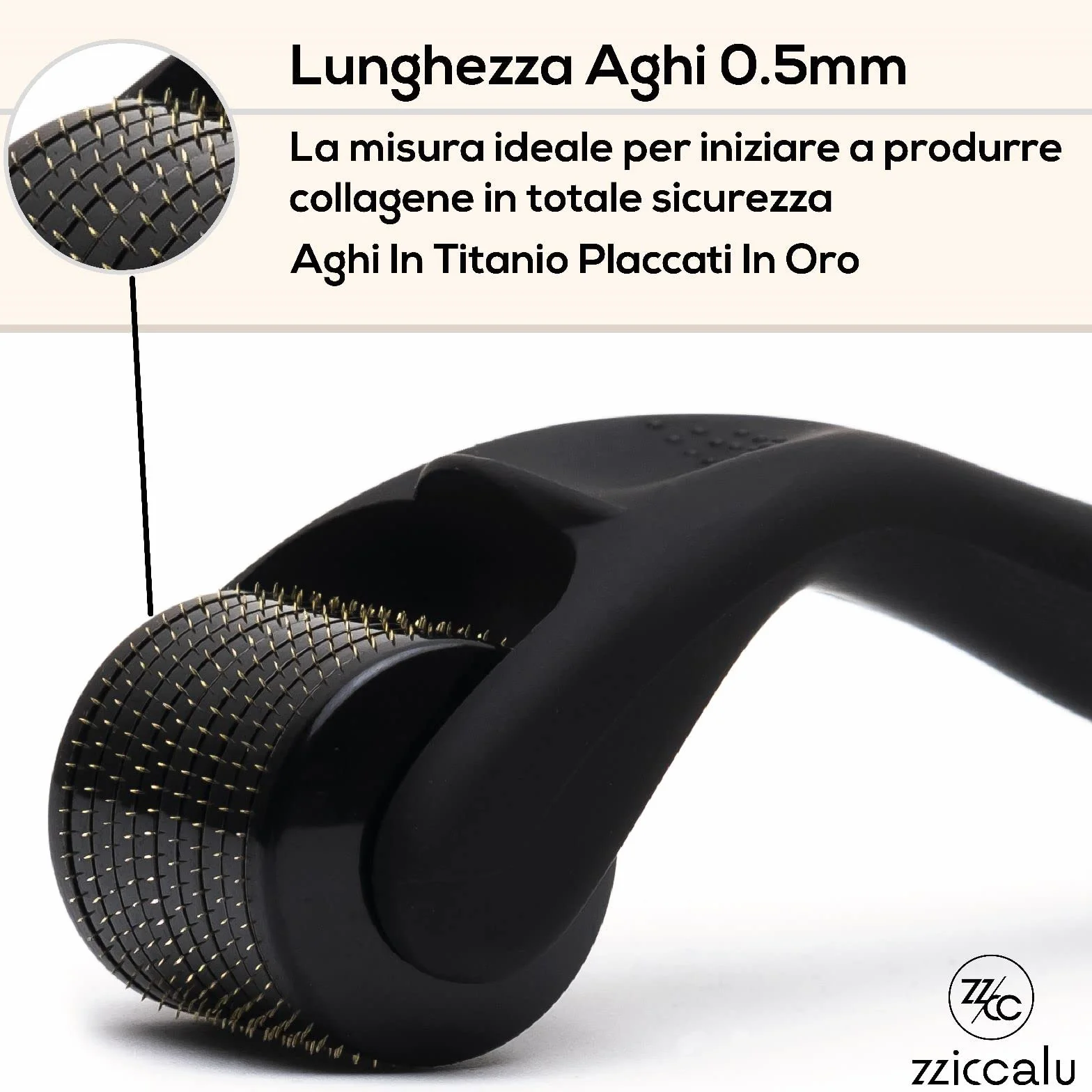 Dermaroller Crescita Barba E Capelli Da 0.5 Mm - Rullo Con Aghi In Titanio E Guida Ebook Dettagliata In Italiano - Trattamento Efficace Anche Per Cicatrici Smagliature Acne