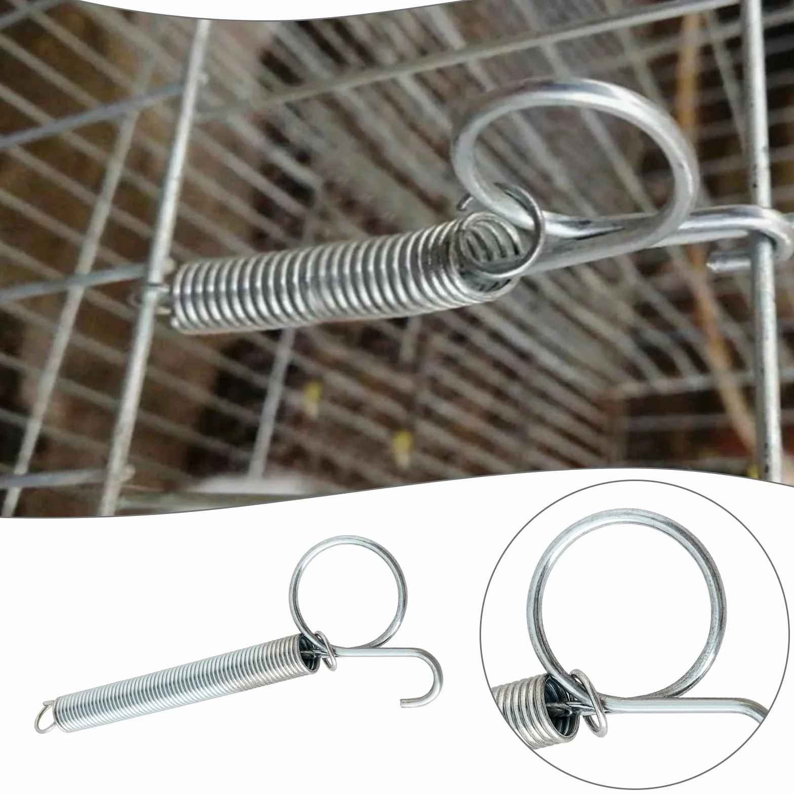 Gancio A Molla Per Porta Gabbia 115mm 4 Pezzi Metallo Per Gabbie Animali Domestici