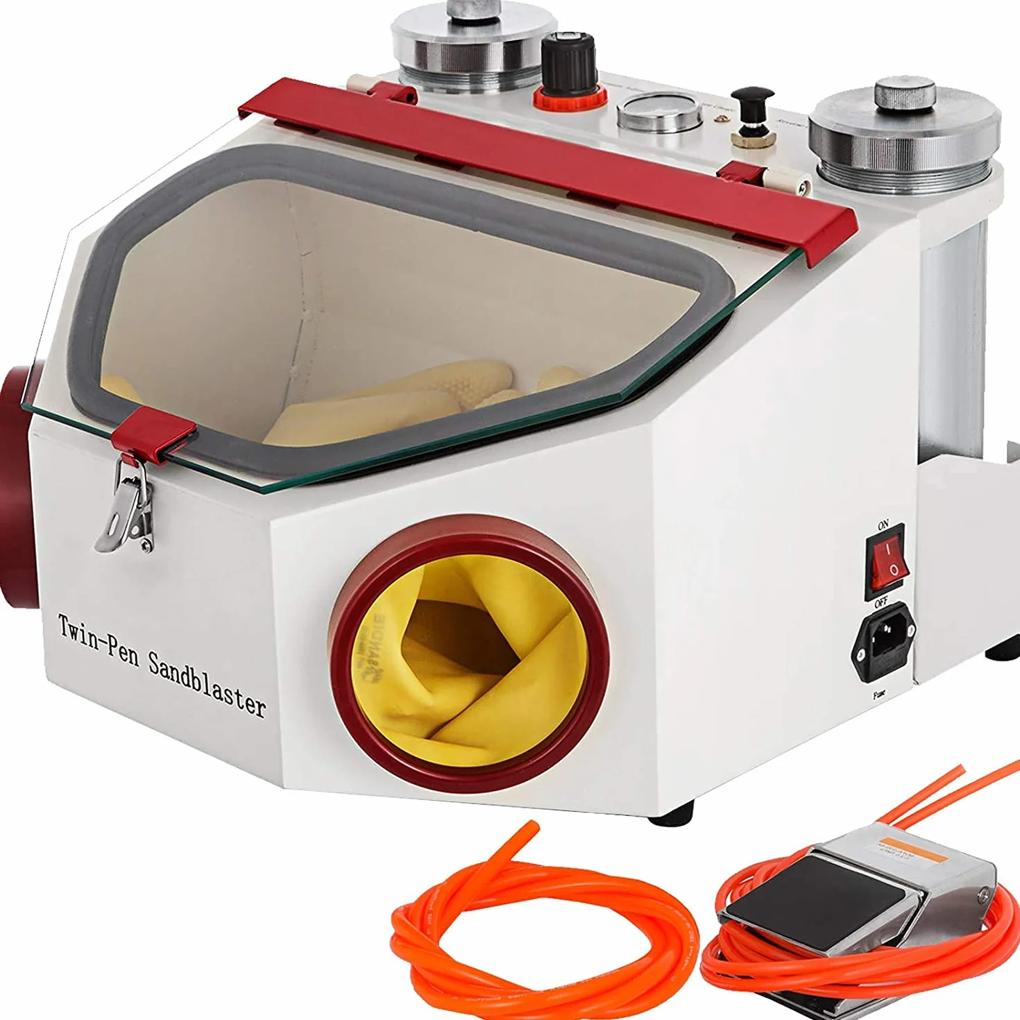 VEVOR Sabbiatrice Laboratorio Odontotecnico 220V 60HZ con 2 Penne in Metallo e Ceramica LED
