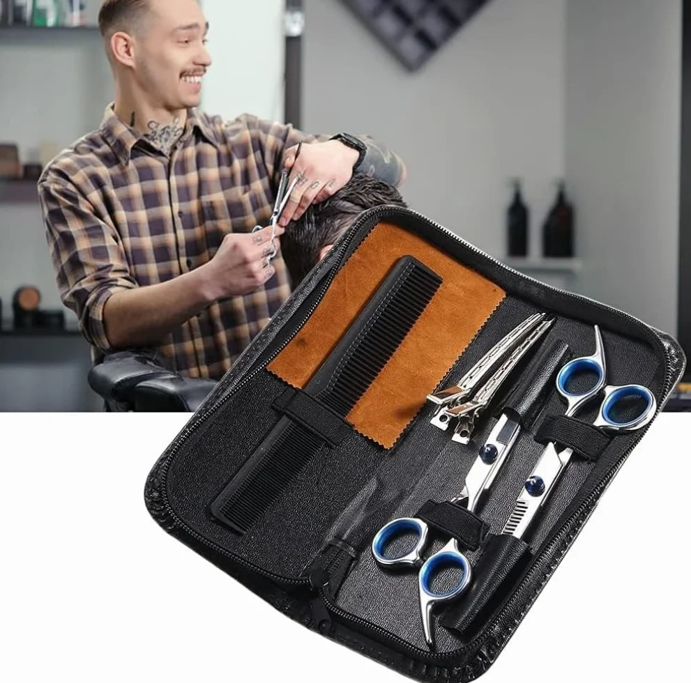 Friseurschere Profi 7 Pcs Haarschneideschere Set Haarschere Professionelle Friseur Set Rostfreie Bartschere Perfekter Effilierschere Linkshander Für Kinder Männer Frauen Haustiere Familie Friseursalon