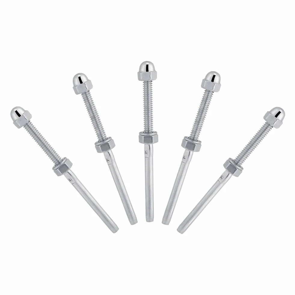 Parte finale di bullone tensore filettato 1/8" in acciaio inox per ringhiera a cavo, 10 unità