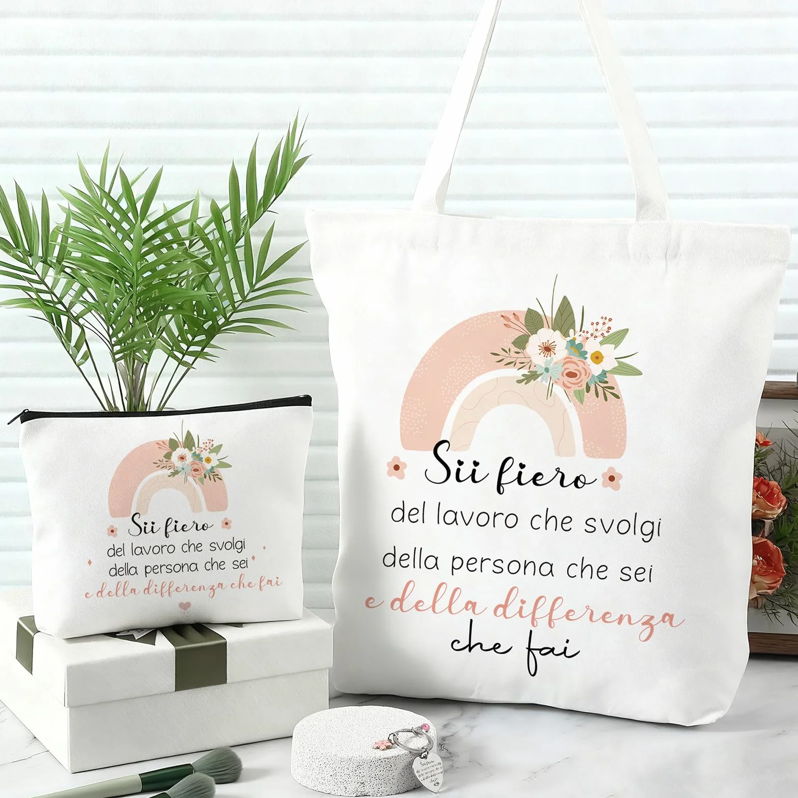Xuniea Regalo per Colleghe Capo Maestra Donna Regali di Motivazionali Addio Ringraziamento Pochette Borsa per Cosmetici Portachiavi Borsa di Tela Laurea Compleanno Infermiera Amica Dipendente