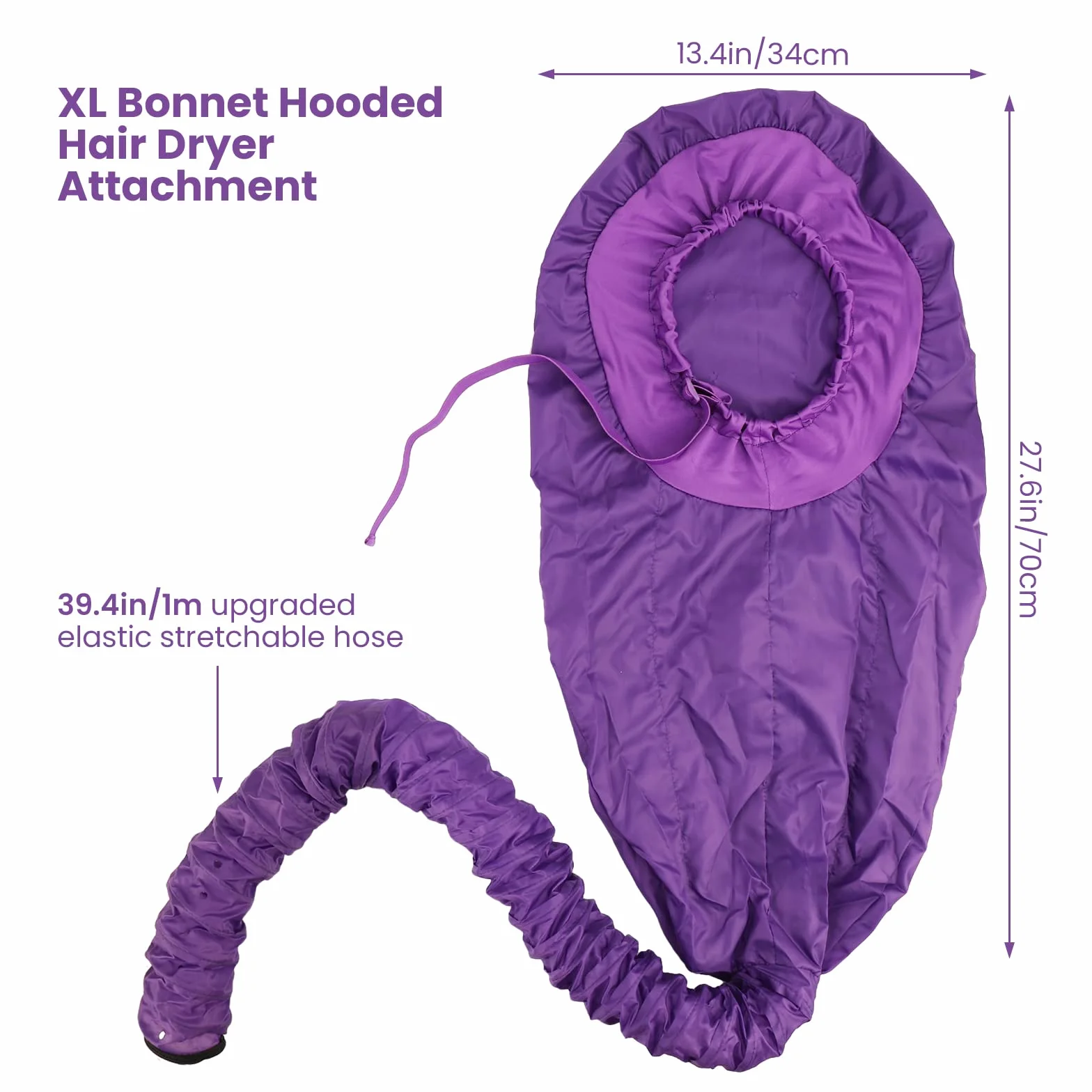Segbeauty Caschi per Asciugatura, Cuffia Asciugacapelli, Casco Asciugacapelli da Casa Portatile e Professionale, con Elastico per Attacco Phon (Viola)