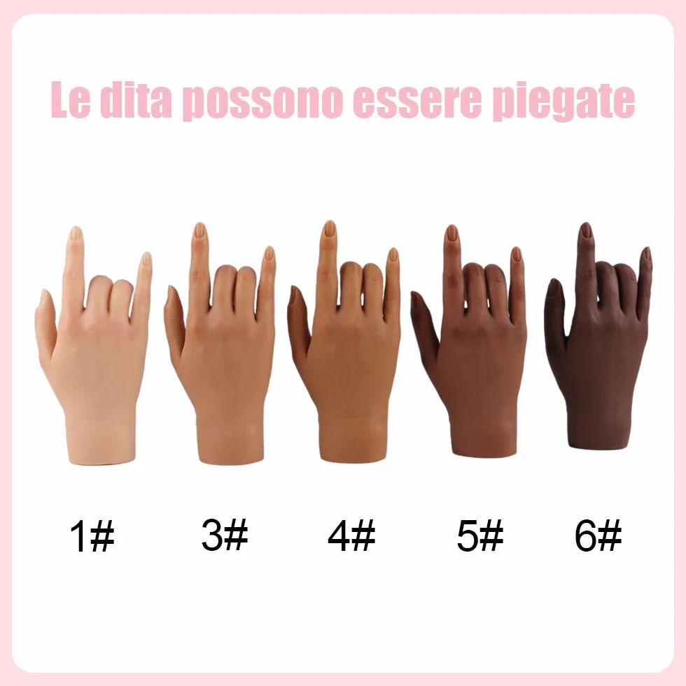 KnowU Silicone Mani Finte con Supporto, Mano Finta per Unghie, Mano Finta per Ricostruzione Unghie, Mani Finte Alto Simulazione Flessibile Durevole 3 # la mano destra