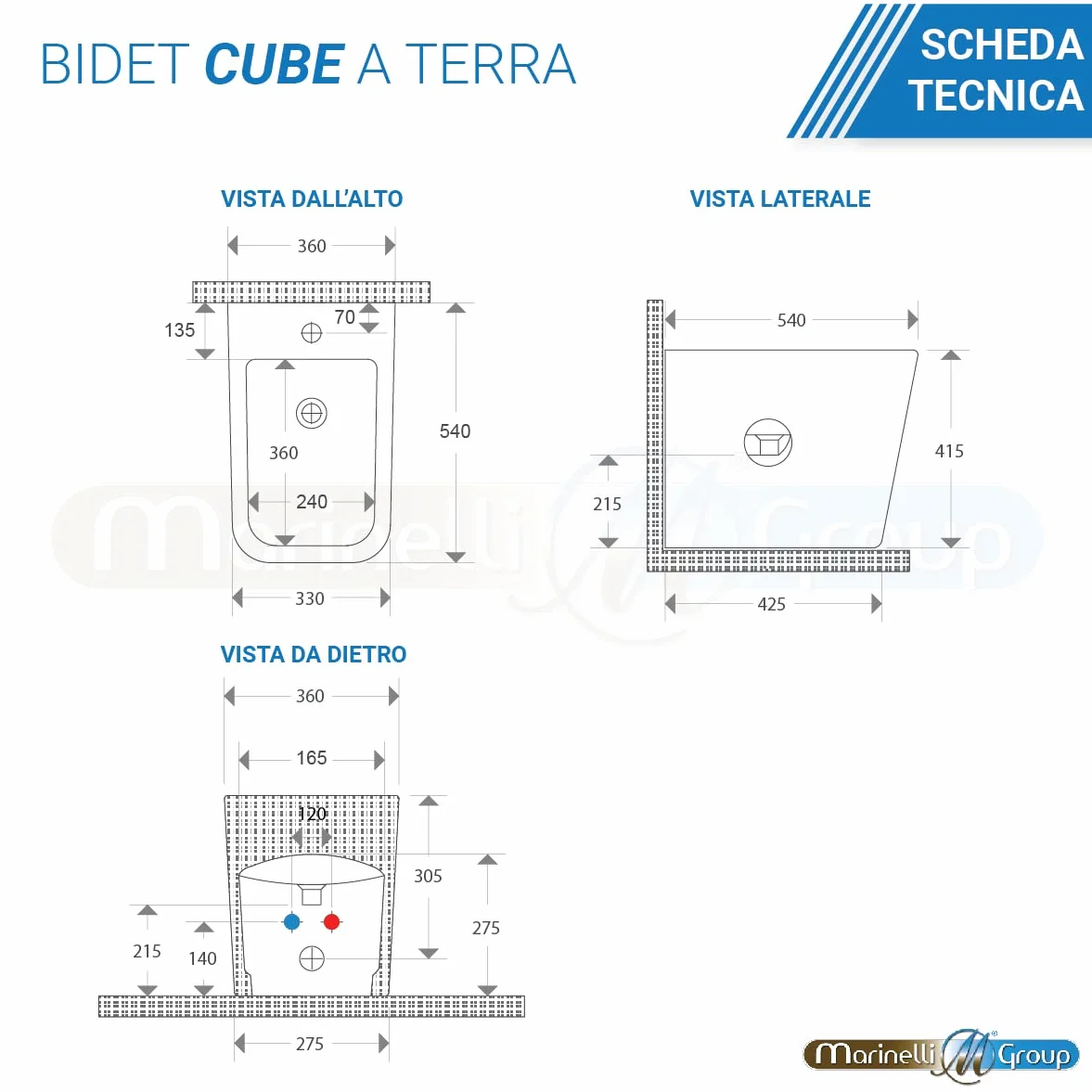 CUBE Sanitari Bidet Vaso WC ceramica RIMLESS sedile coprivaso softclose