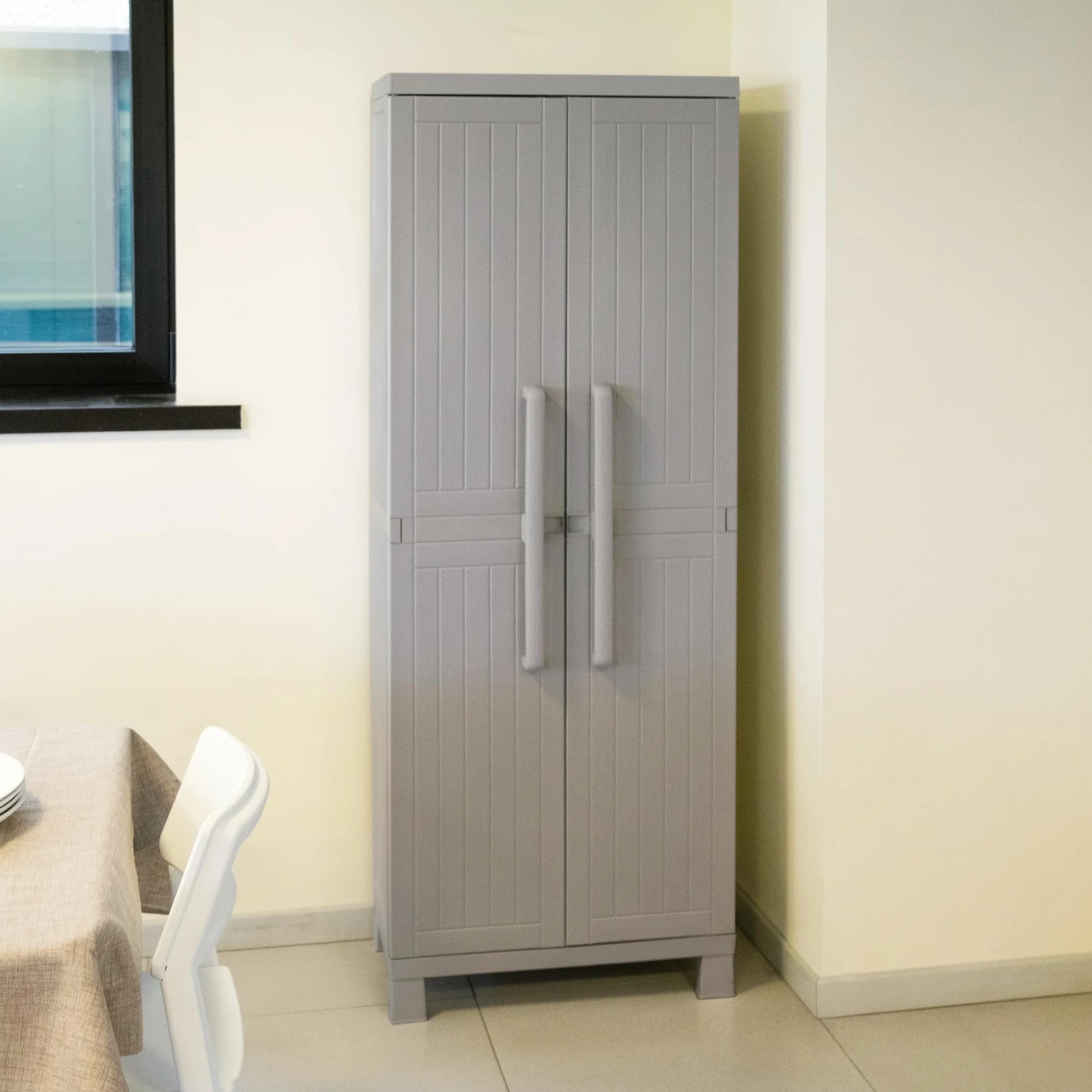 TOOMAX Armadio Portascope Wood Midi 65x37x173h cm plastica grigio tortora 4 ripiani regolabili piedini