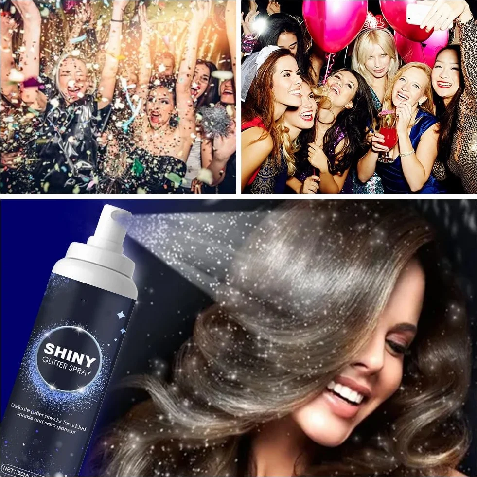 Glitter Body Spray Luccicante for Hair, Powder - 60ml for Halloween, Christmas, Festival, Club and Parties