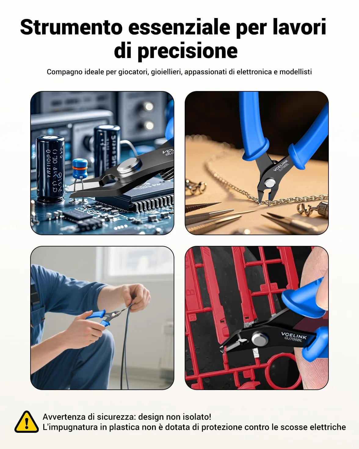 VCELINK Tronchese Diagonali di Precisione per Filo di Rame 0-1,2 mm Blu