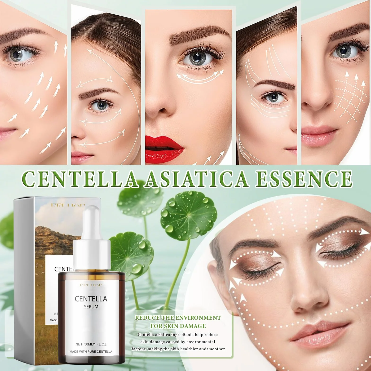 3PCS Centella Cleansing Oil + Siero Asiatica + Detergente Viso, Madagascar Centella Skincare Kit, Poremizing Deep Cleansing Foam, Olio Detergente Viso, Specialmente per pelli sensibili