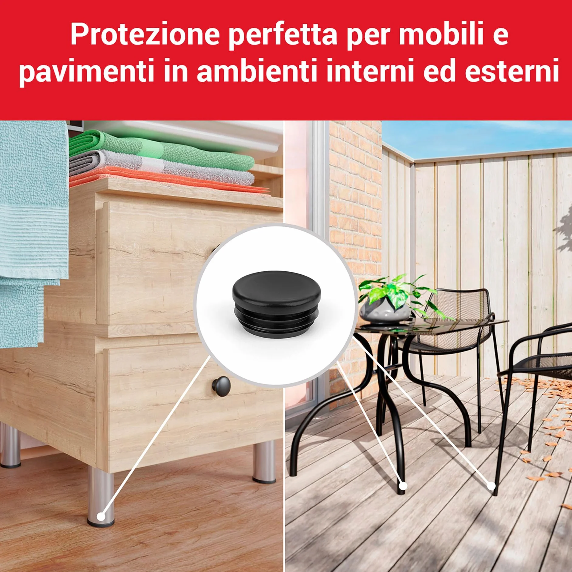 LouMaxx Tappi lamellari rotondi 50 mm – Copertura per tubo rotondo nero – Tappi per tubi in plastica robusta