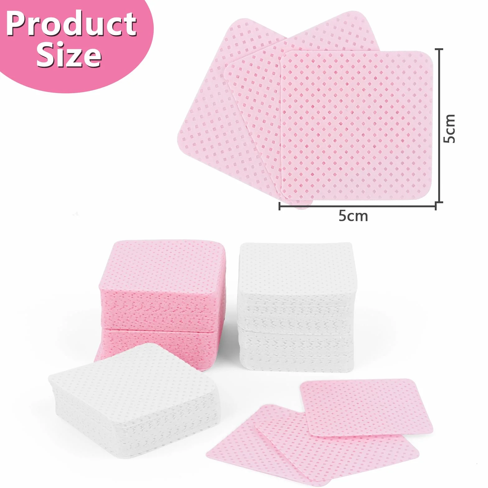 600 Pezzi Pad Unghie Senza Pelucchi, Tampone Salviette in Cotone per Unghie, Salviette per Unghie Prive di Lanugine, per Rimuovere Smalto, per Unghie fai da te e Saloni (Rosa & Bianco)