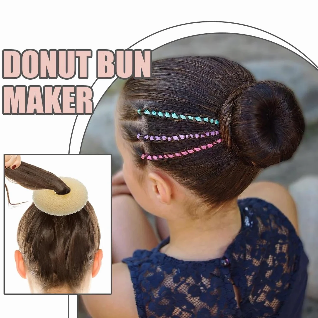 YAYNO 34 Pezzi Set Completo per Chignon 4 Creatore per Pane Retine Forcine Capelli Elastici Per Capelli Ciambella Accessori per Acconciature Ragazze e Ballerini Acconciature