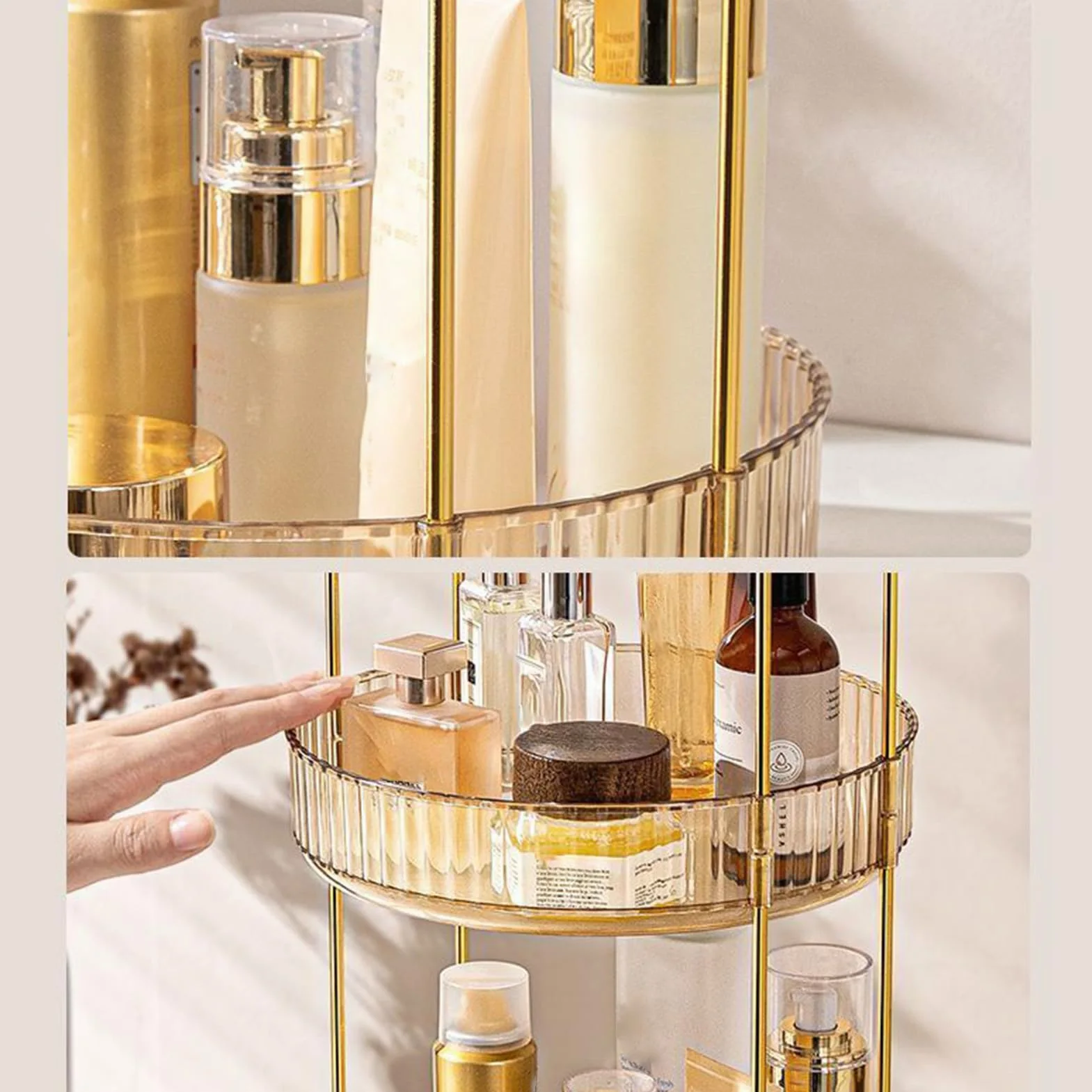 Organizzatore Di Trucco Girevole Organizzatore Trucco A 360 Gradi Rotante | Contenitore Silenzioso Con Design Ampio E Moderno Per Bagno Cassetta Toeletta Camera Da