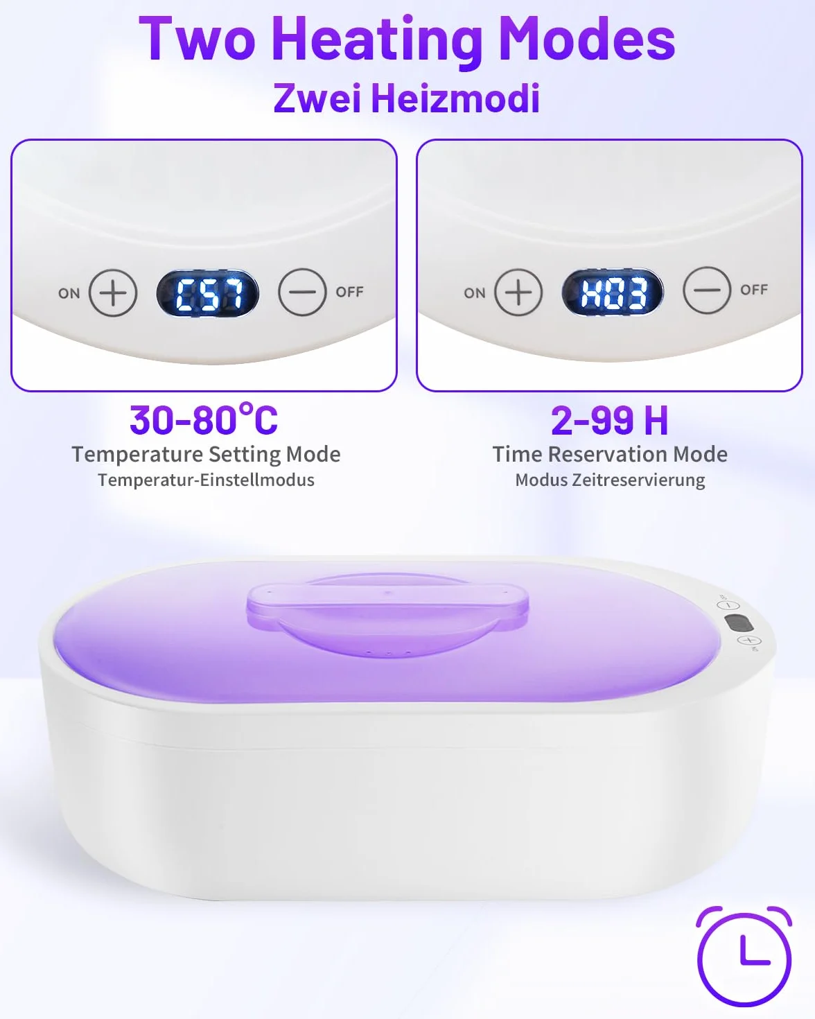 Bagno di Paraffina per Mani 2L, Piccolo Scalda Paraffina Cera 3x Paraffina/Guanti/Spazzola, 150W, Bianco