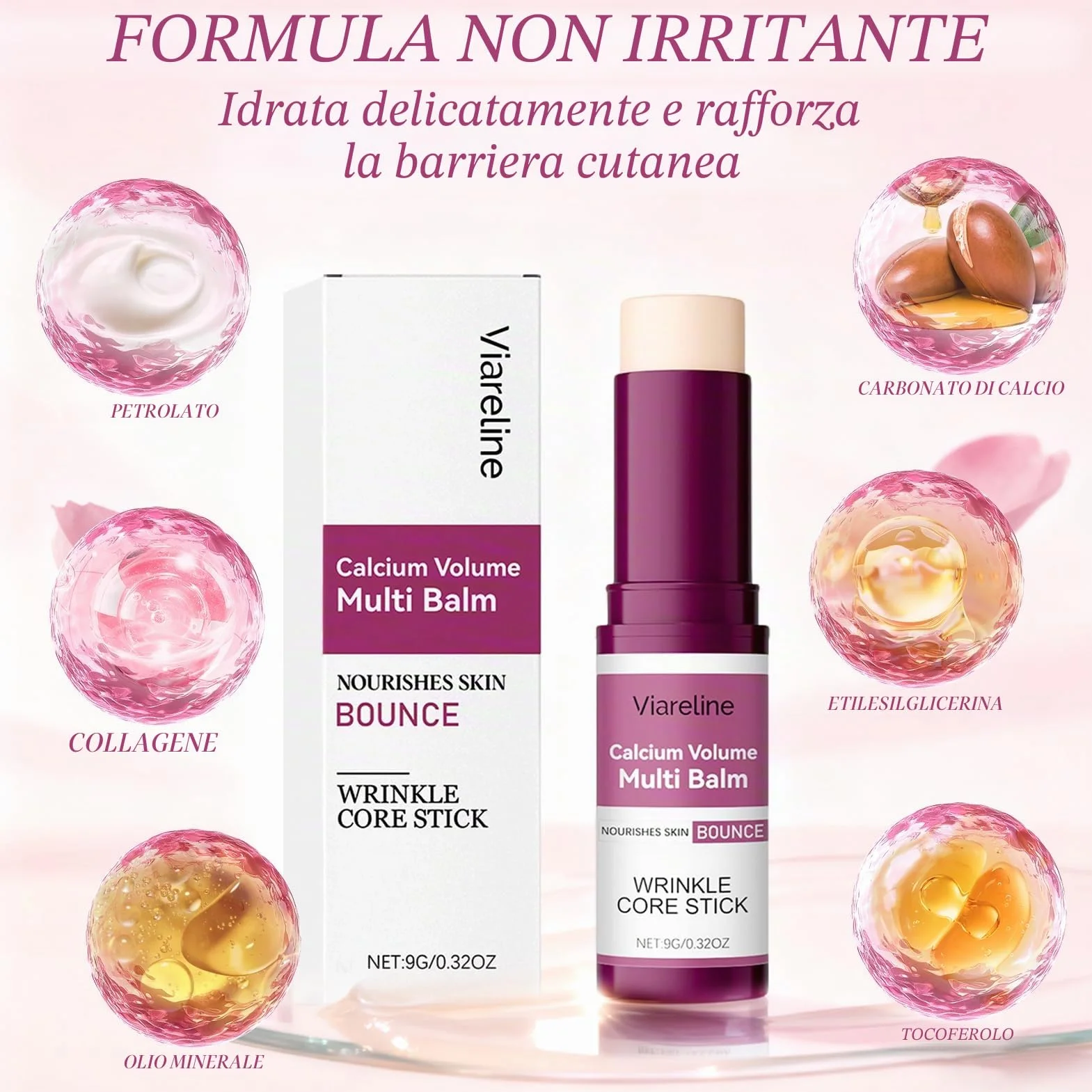 Calcium Volume Multi Balm, Calcium Multi Balm Stick, Crema di Calcio Anti-Invecchiamento, Stick Coreano Viso Antirughe, Sticks di Calcio Idratanti per Occhi, Viso, Collo