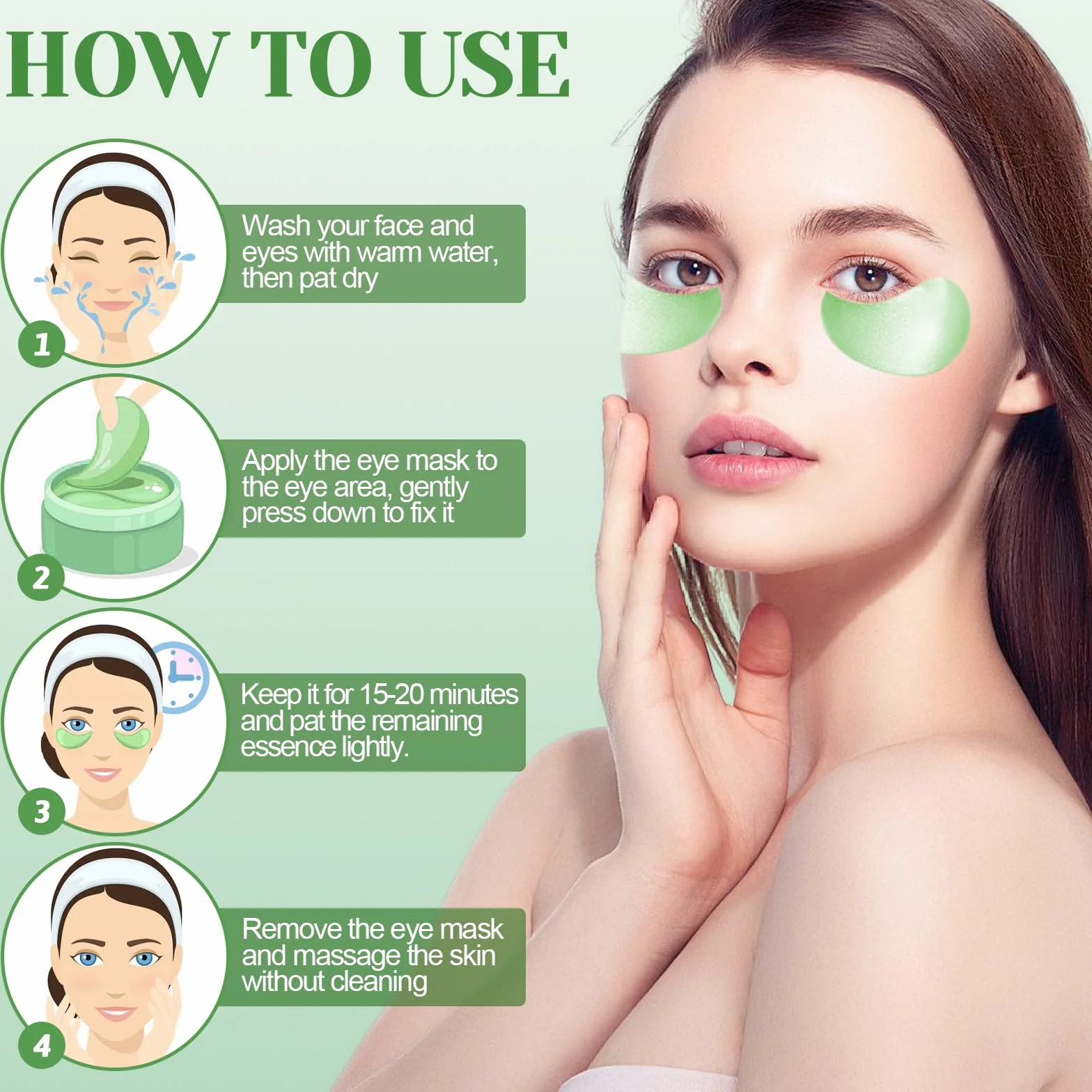 30 Paia Patch Occhi, Maschera Occhi di Aloe Vera, Collagene Patch Occhi, Rimuovi Borse e Puffiness, Maschera Per Gli Occhi Idratante All'Acido Ialuronico, Migliora Rughe, Contorno Occhi Idratante