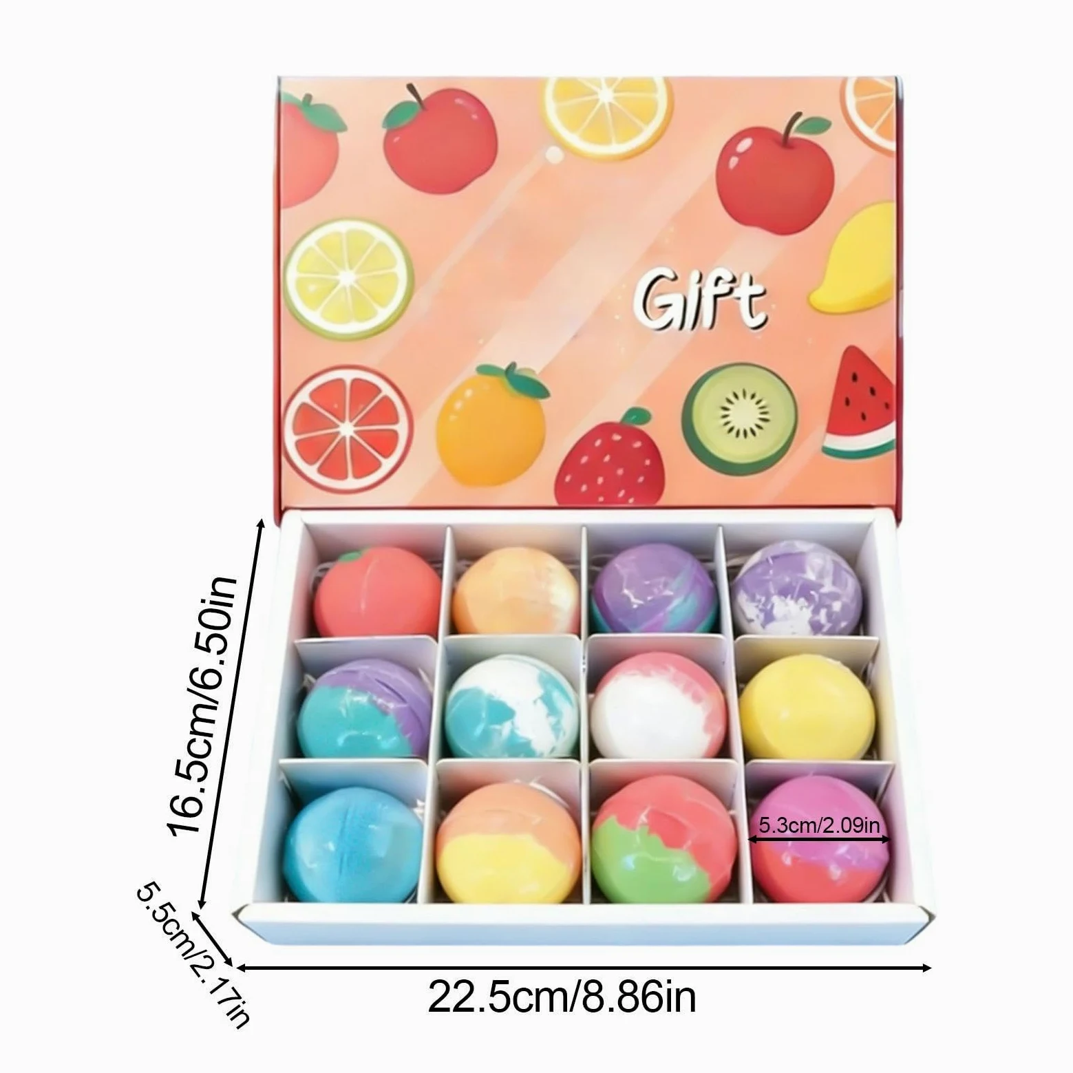 Bombe Da Bagno Effervescenti Per Bambini Confezione da 12 Pezzi Detergente | Design Fruttato SPA Bombe Profumate per la Cura di Sé, SPA, Casa, Viaggi, Bagno, Hotel