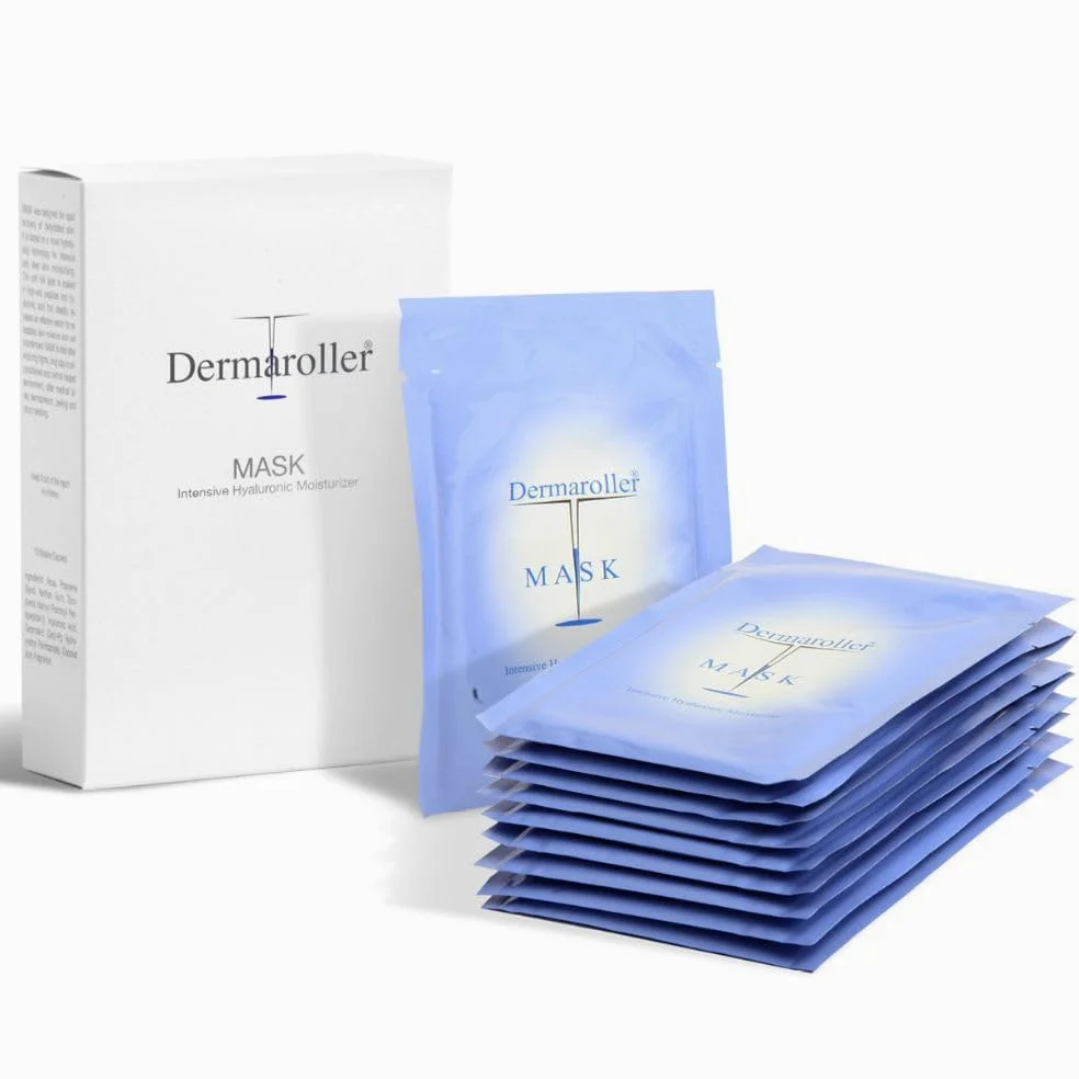 Dermaroller - Maschera viso all'acido ialuronico contro la pelle secca - Skincare (Premium) Idrata, riduce le rughe, favorisce la formazione di collagene - 1 x 10 pezzi) (confezione da 10)
