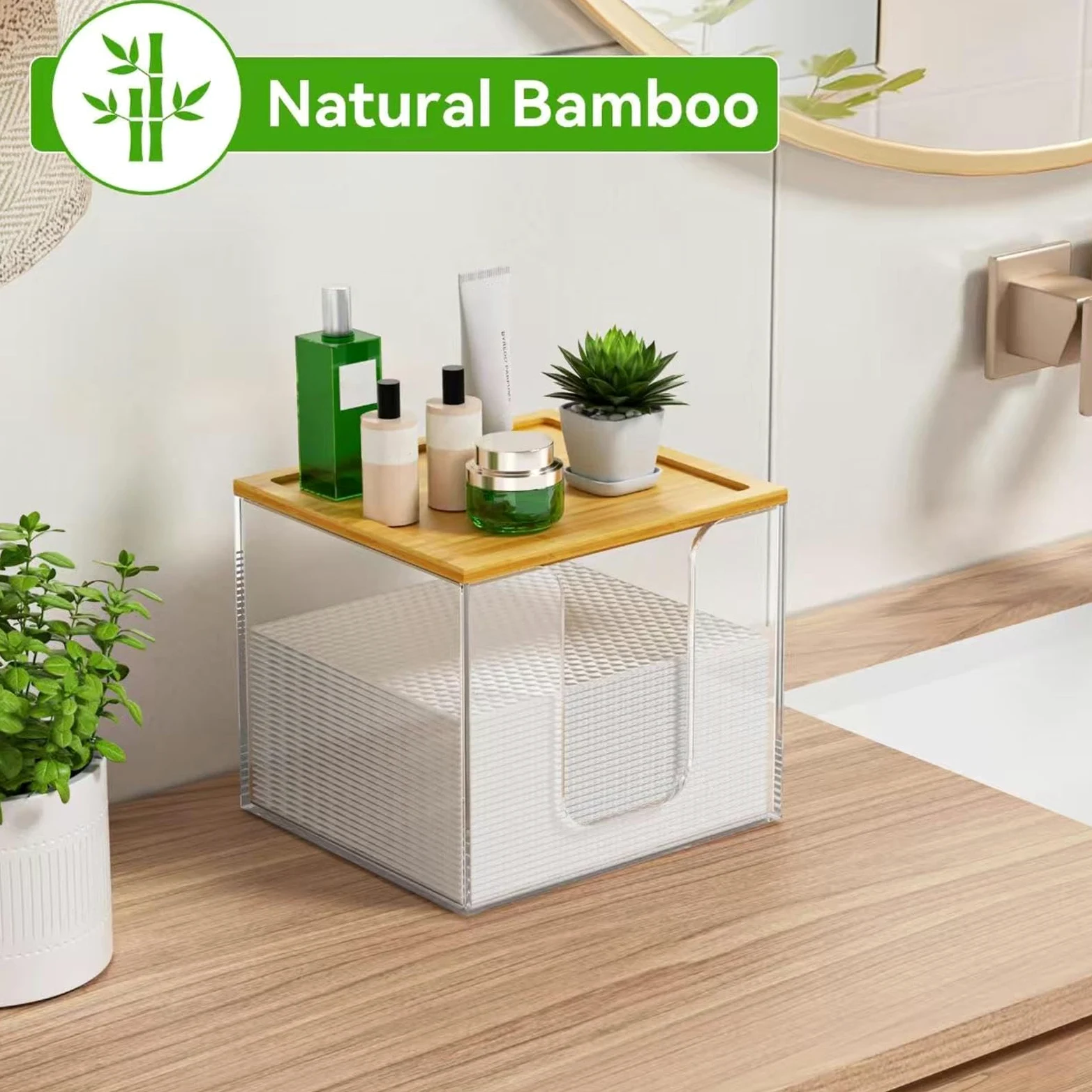 Porta Salviette Pulito Custodia multifunzionale in acrilico trasparente a 2 | Organizer da Piano per Vanità per Bagno, Cucina, Scrivania, Dispensa, Pennelli Trucco