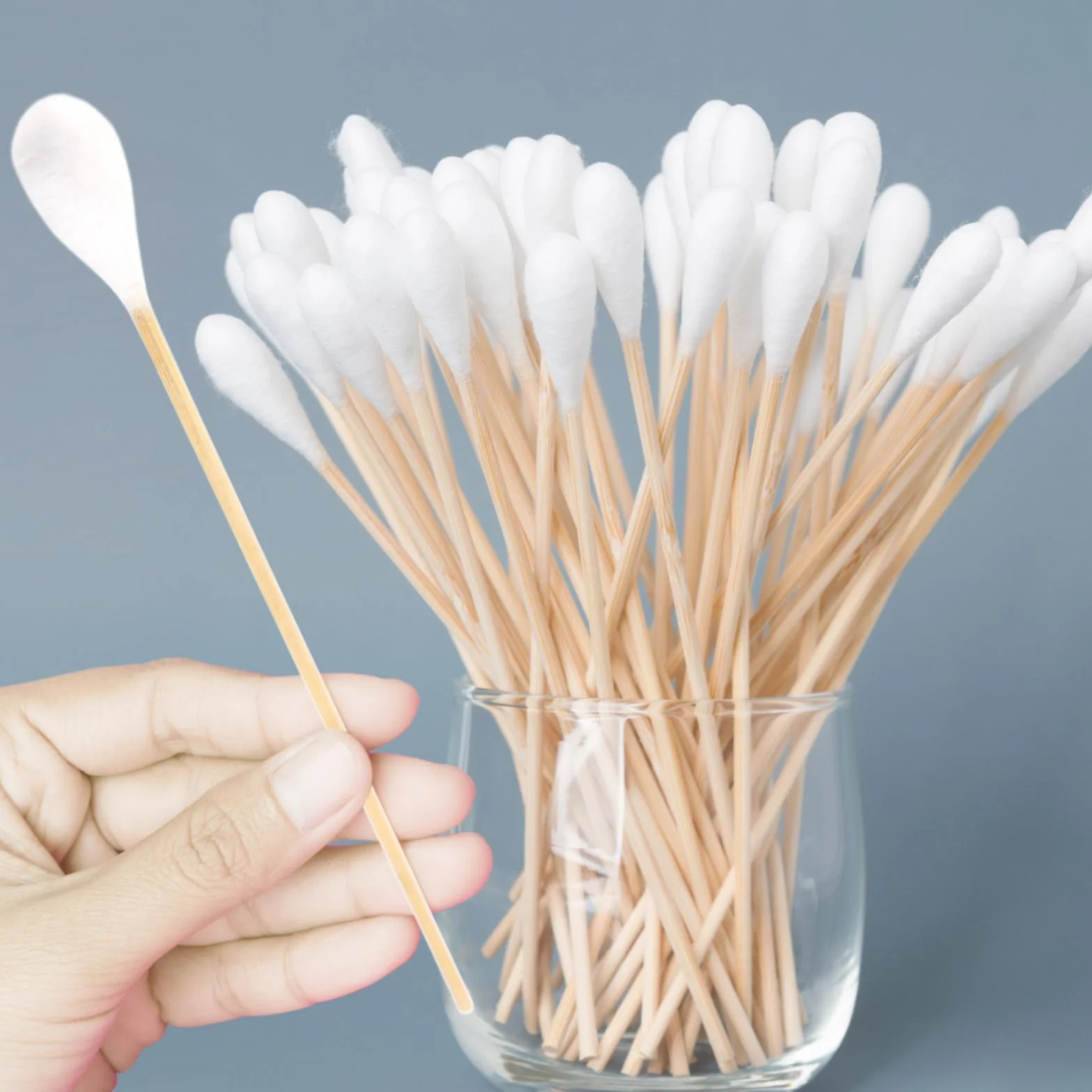 20cm Tamponi di Cotone Lunghi,Tamponi in Cotone con Manici in Legno,Bastoncini con Cotone,Tamponi di Cotone con Grandi Palline di Cotone per Pulizia,Cosmetologia,Strumento Cosmetico,60 Pezzi