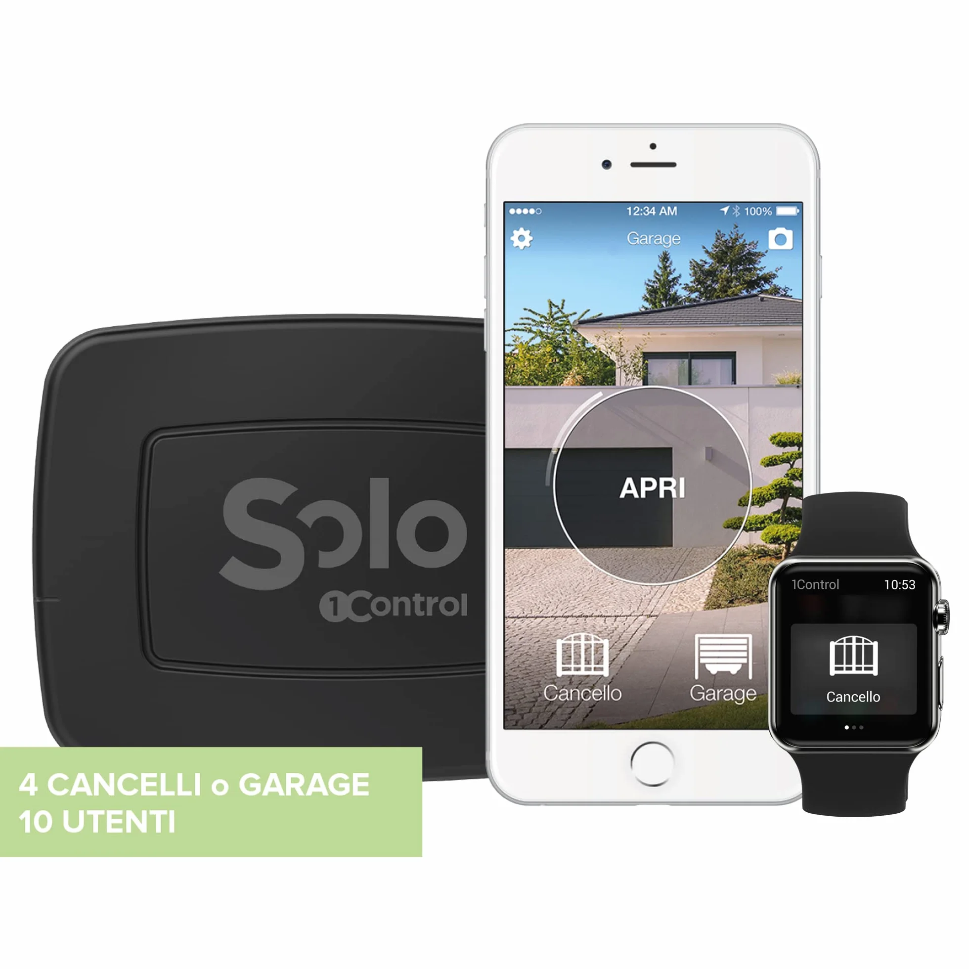 1Control SOLO Apricancello da Smartphone – Apri Cancello e Garage con Telefono e Smartwatch – Bluetooth, Rolling Code, Made in Italy