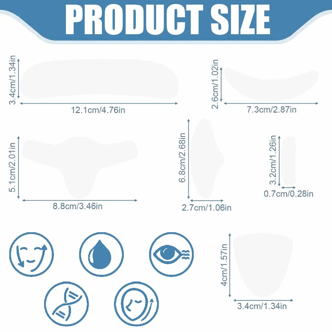 16 Pezzi Cerotti Anti Rughe Silicone Patches Riutilizzabili per Viso, Bocca, Fronte, Mento Set di Patch per il Viso