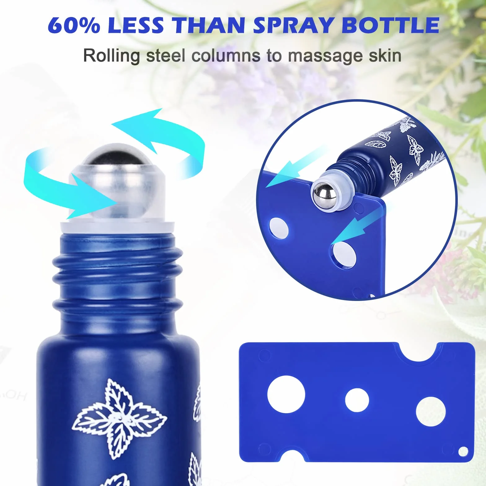 24 bottiglie di vetro per oli essenziali, bottiglie roll-on con palline, multicolore