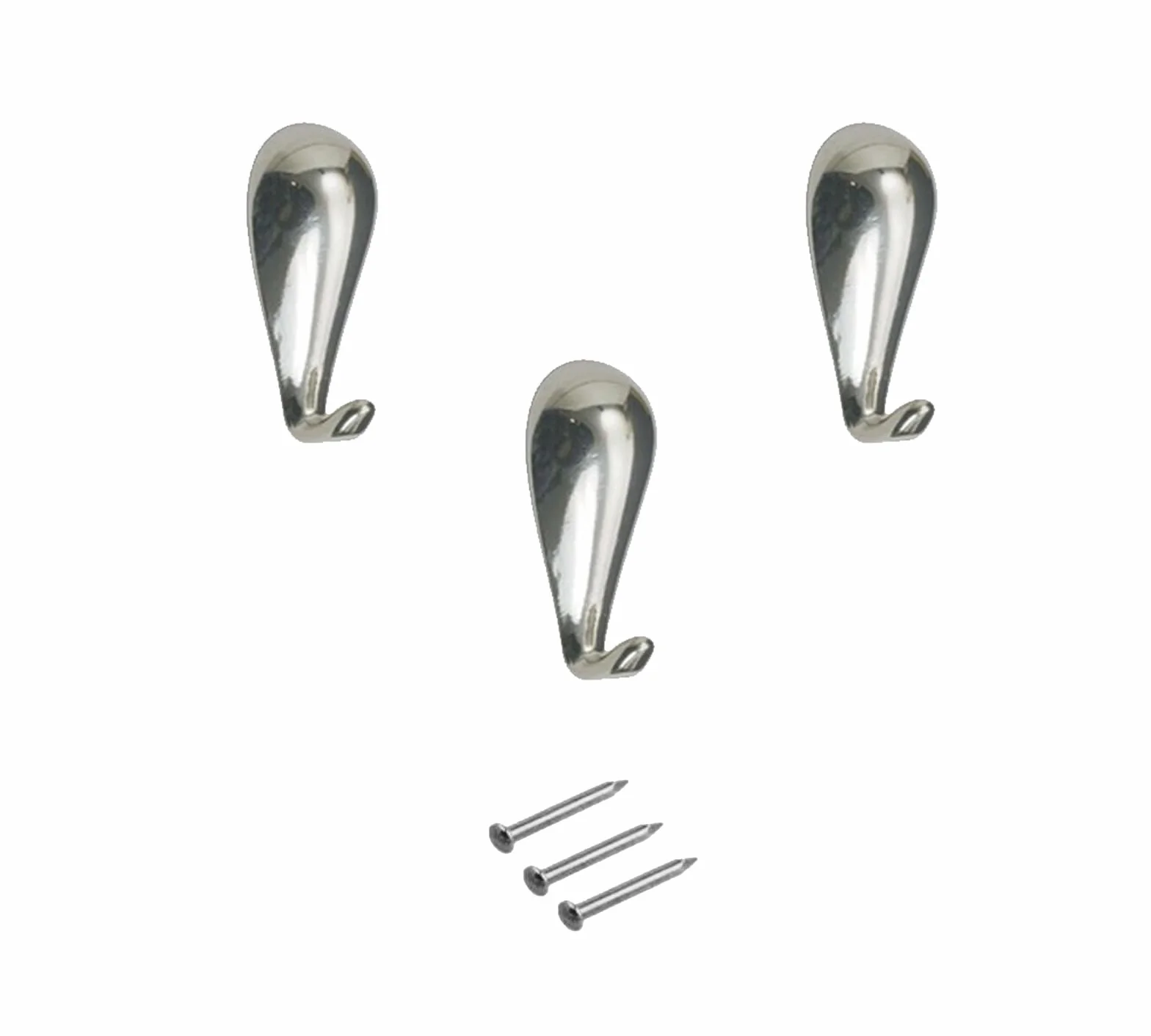 Ganci a Goccia per Quadri in Zama Cromo Lucido 27x14 mm Confezione 3 Pezzi