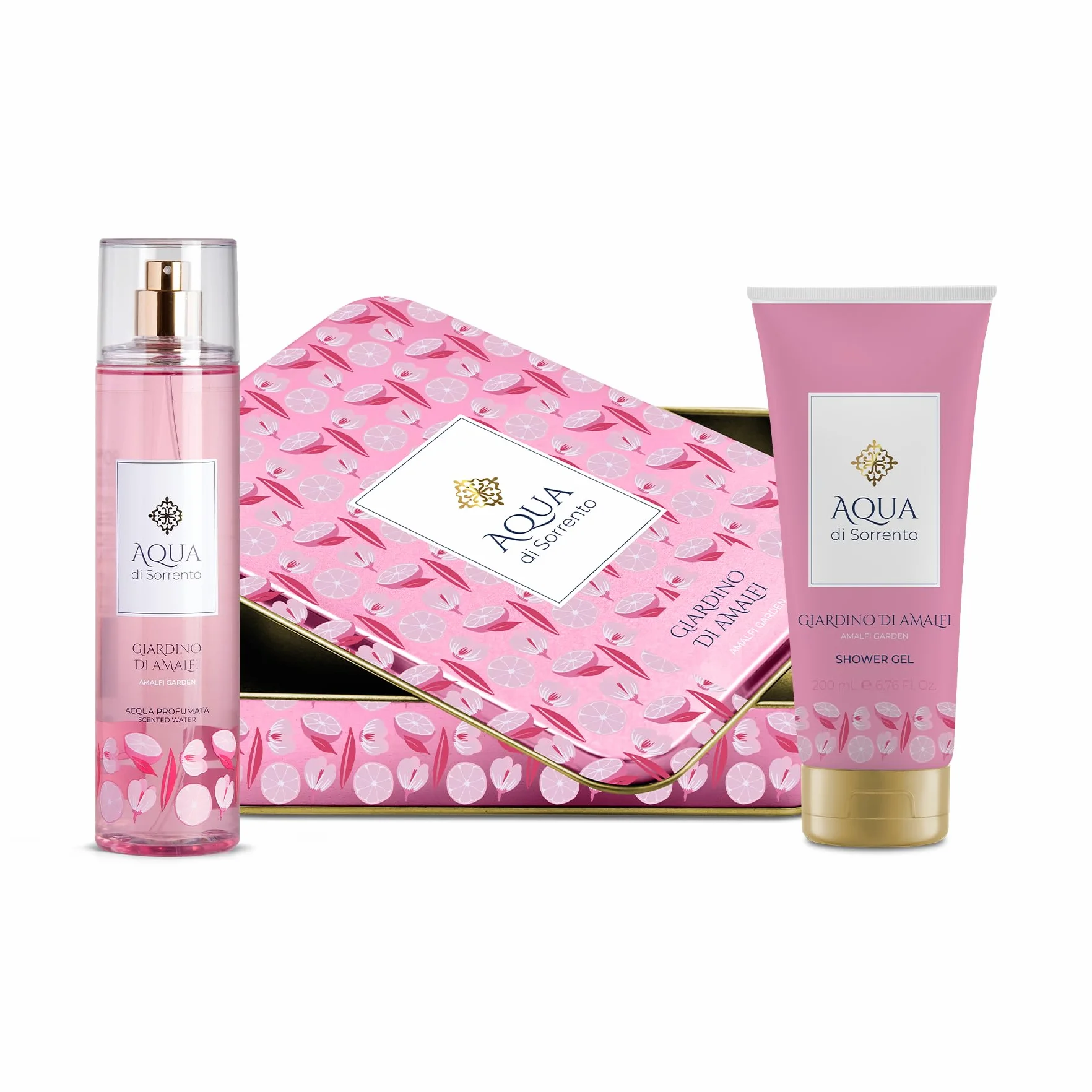 AQUA DI SORRENTO | Giardino di Amalfi, Confezione Regalo, Acqua Profumata 245 ml + Gel Doccia 200 ml, Fragranza Rinfrescante