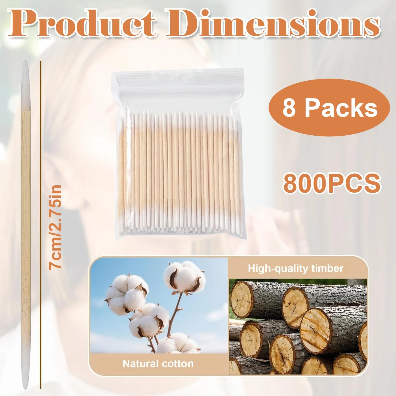 800 Bastoncini Cotone A Punta Precisione In Legno, Senza Pelucchi, Cotton Fioc Trucco, Per Microblading, Correzione Make Up, Pulizia Smalto, Applicatori Beauty.