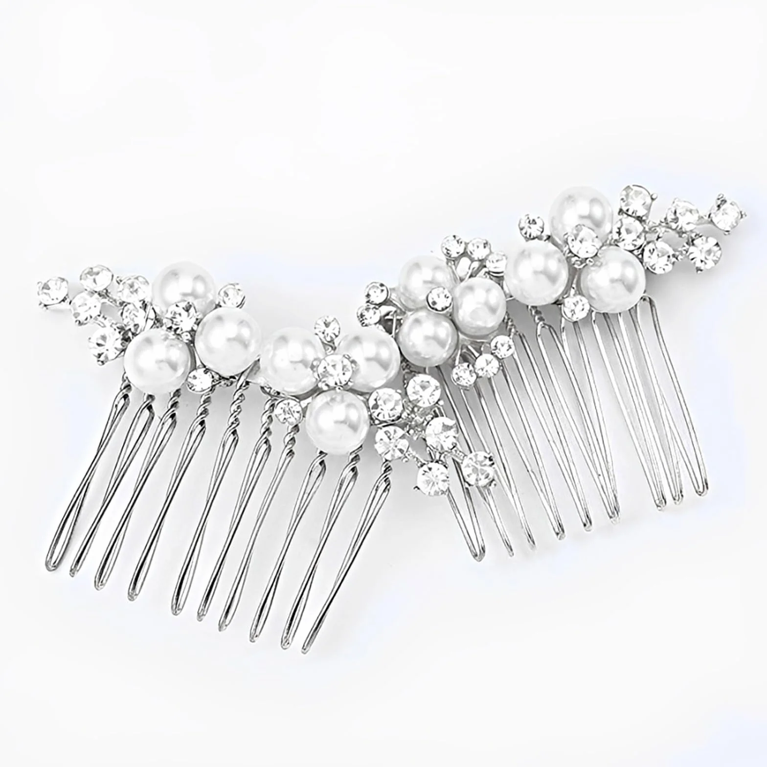 Set di 2 Pettine per Capelli da Sposa Strass e Perle Nozze Accessori per Capelli Eleganti Pettini Pezzo di Capelli Decorazione per Matrimonio Damigella D'onore per le Donne e Ragazze (Argento)