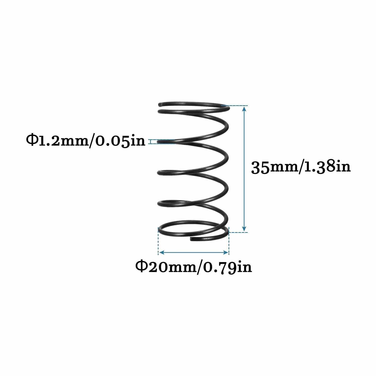 QUARKZMAN Piccolo Compressione Molla x 10pz Acciaio Estensione 1.2mm Filo Diametro 20mm OD 35mm Libero Lunghezza Nero