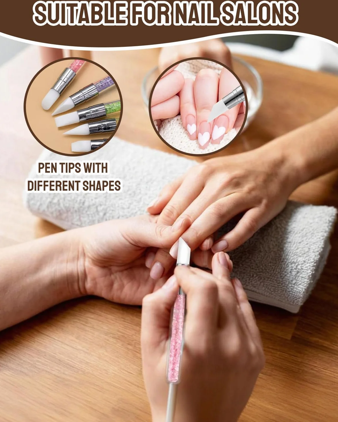 5 Pezzi Pennelli in Silicone per Unghie, Silicone Nail Art Sculpture Pen, Pennelli in Nail Gel Scultura Penna Matita Strumento Per Unghie Art Design Decorazione Kit