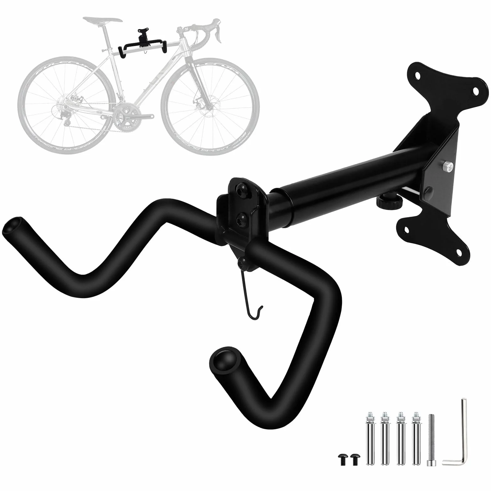 Portabici da Muro Regolabile, Capacità di Carico 22 kg, Supporto in Metallo Robusto