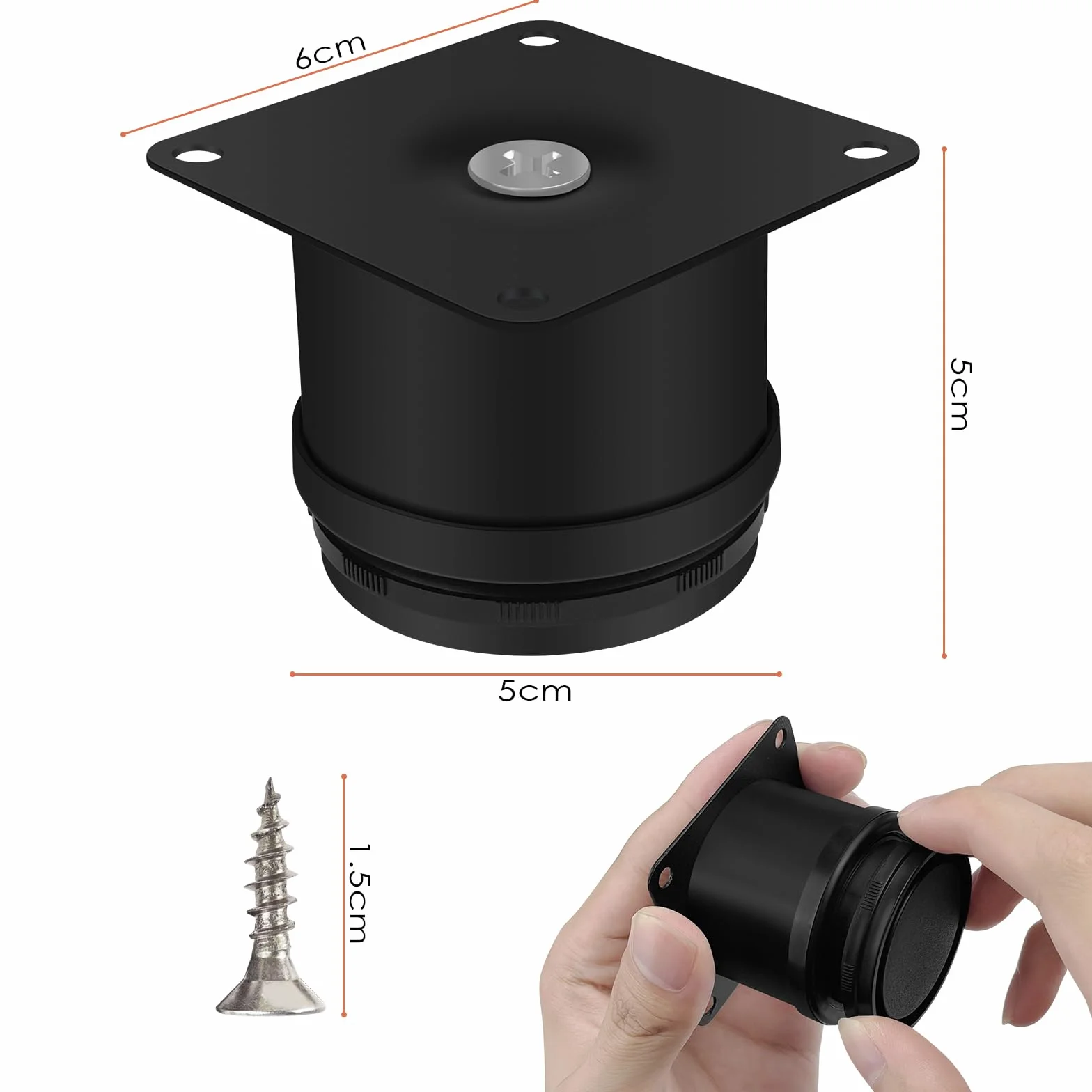 Piedini per Mobili 50mm Regolabili 0-15mm con Viti in Acciaio Inossidabile, 4 Pezzi