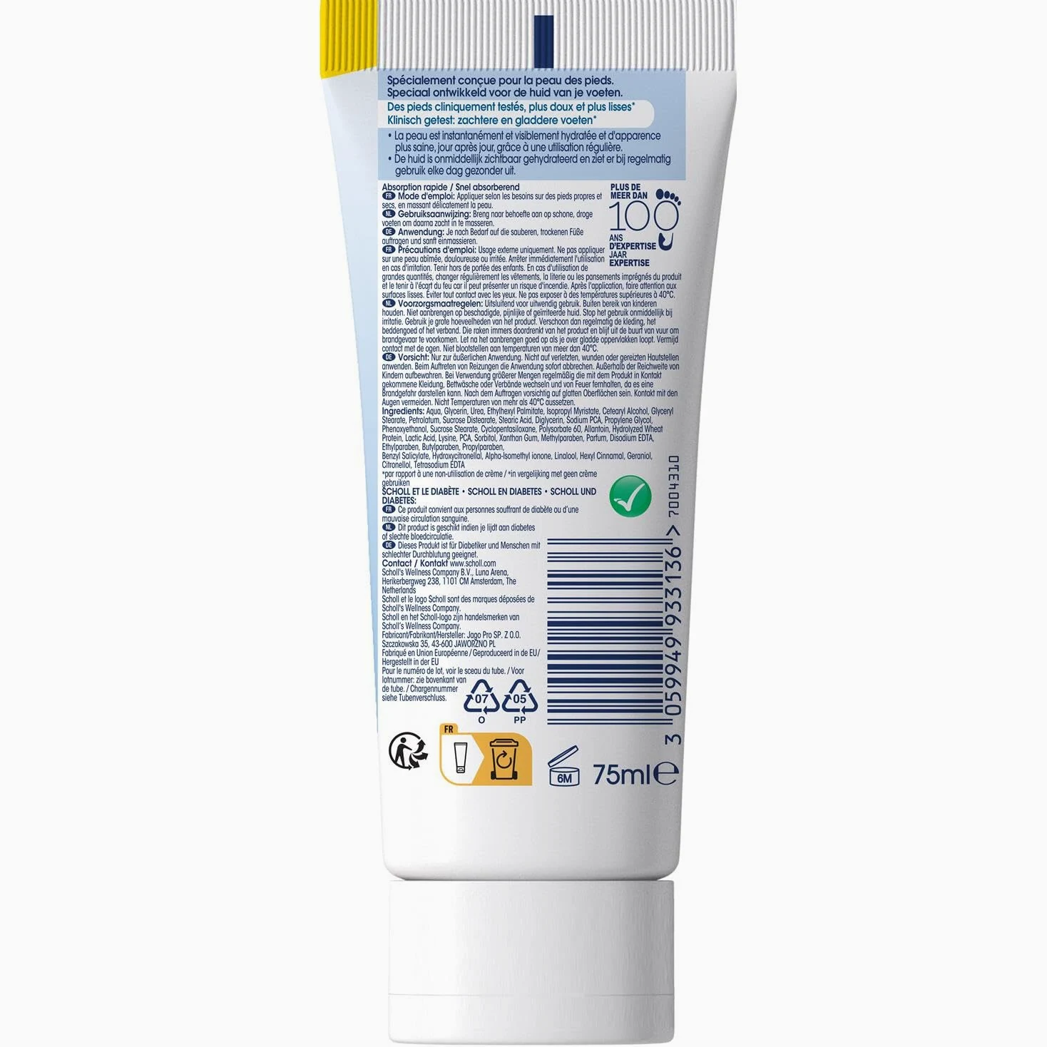 SCHOLL 2 creme idratanti rinforzate per pelle secca, 75 ml