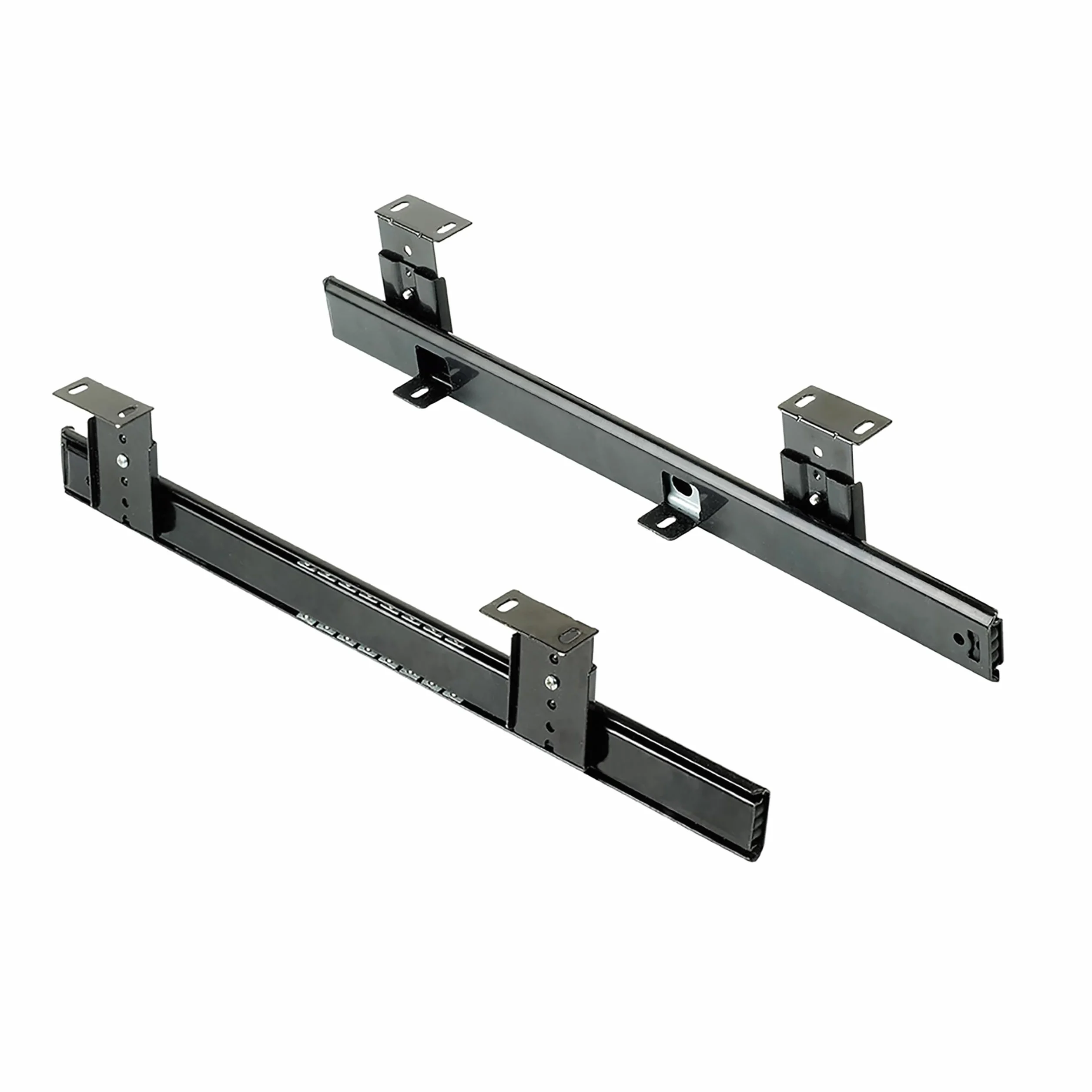 Emuca Set di Guide con Cuscinetti a Sfere e Regolazione in Altezza per Cassetto Ripiano Porta-Tastiera Nero