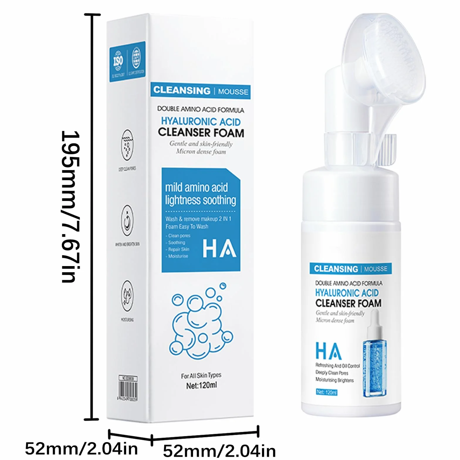 Mousse detergente, schiuma detergente fine organica, cosmetici naturali Schiuma detergente per il viso Schiuma detergente idratante per il viso