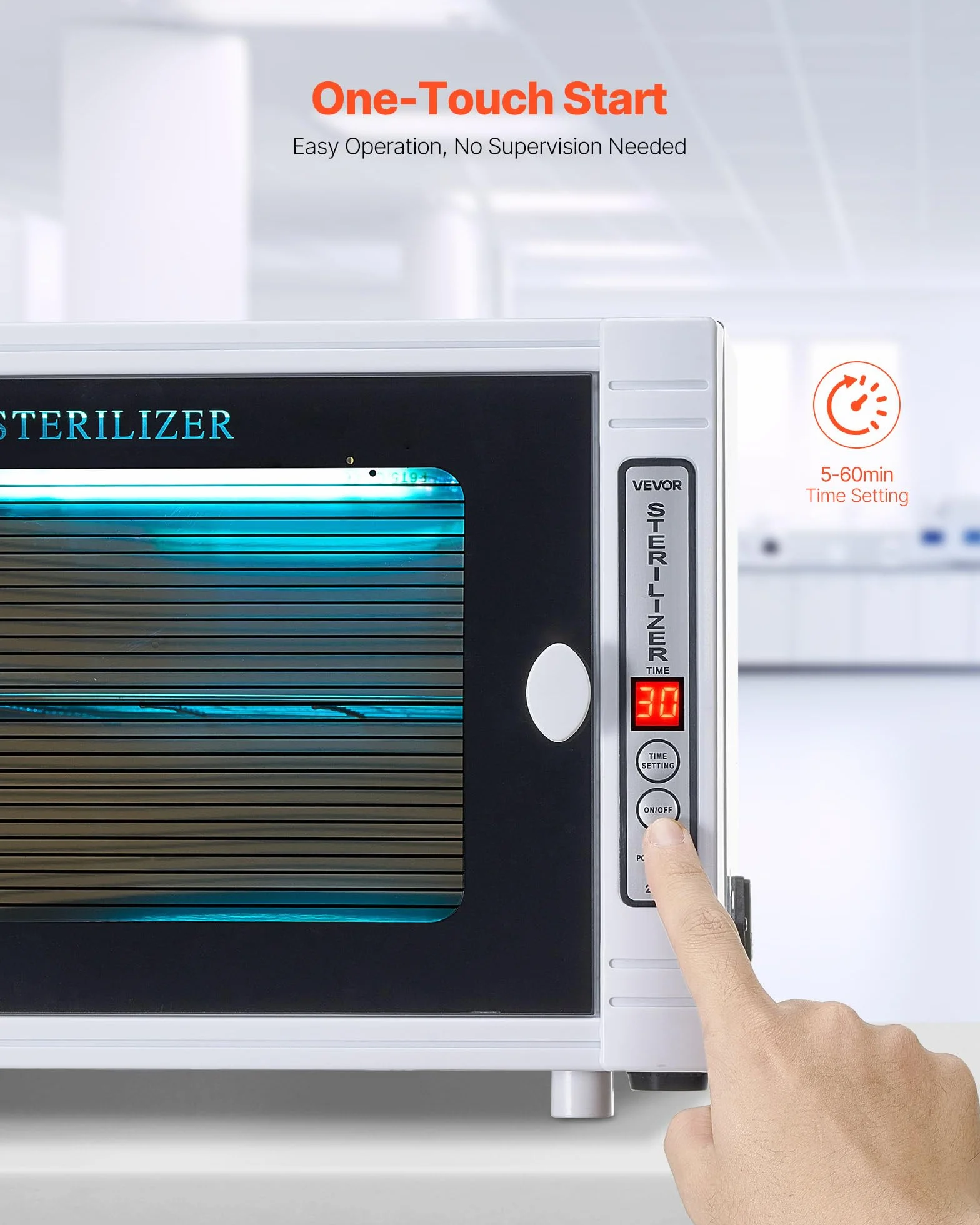VEVOR Sterilizzatore per Utensili da Manicure, Capacità 12 L Potenza 5 W Contenitore Multifunzionale per Pulizia degli Utensili con Temporizzatore, Lunghezza d'Onda 185 nm per Centri Estetici, Bianco
