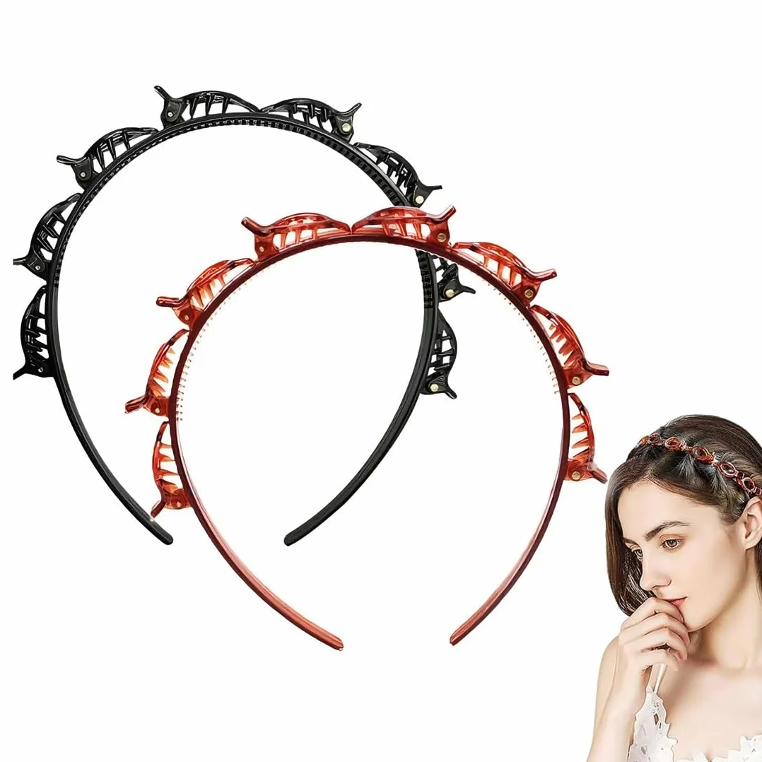 2 Pezzi Cerchietto Con Mollette Incorporate, Cerchietti Per Capelli, Fasce di Plastica per Cerchietto Con Clip