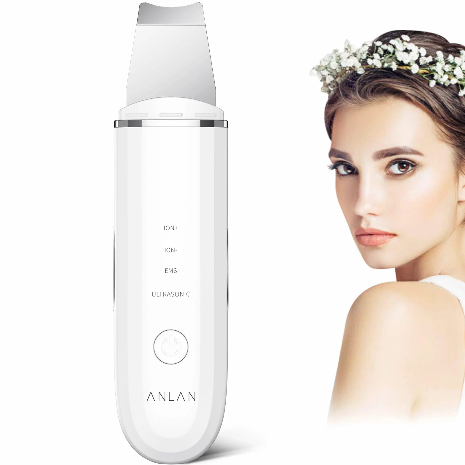 Pulizia Viso Ultrasuoni, ANLAN Skin Scrubber Professionale Per Pulizia Profonda la Viso Peeling e Cura,4 Modalità Rimozione di Comedone Punti Neri Rimozione, USB Ricaricabile