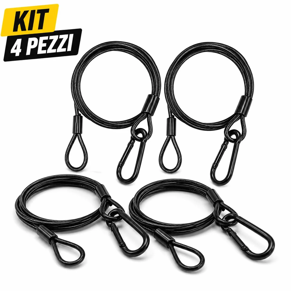 NLIGHTING Cavo di Sicurezza in Acciaio 76 cm 4 Pezzi con Moschettone per Luci Palco Truss